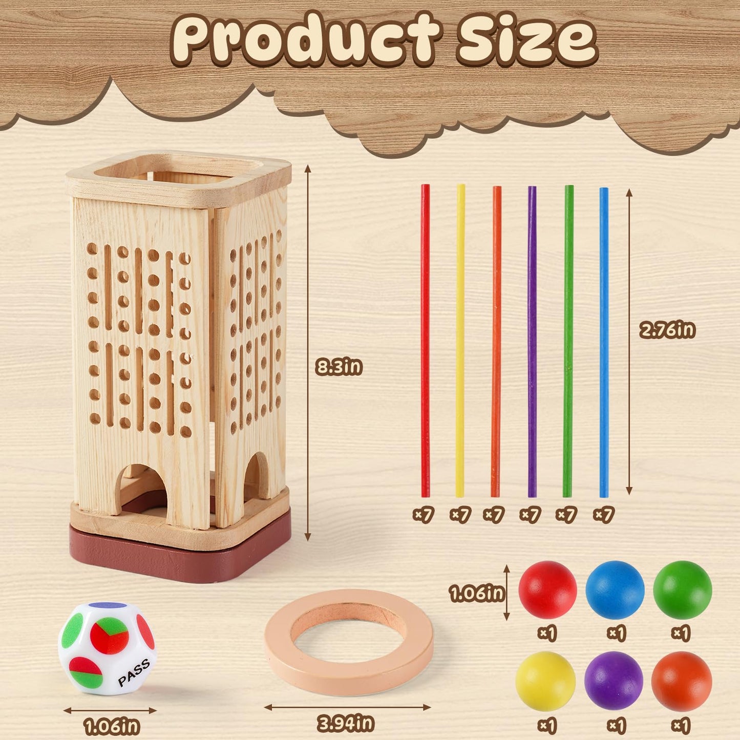 Pinshoon Montessori Wooden Board Game – Educational Fun for Kids 3-8 (2-6 Players)