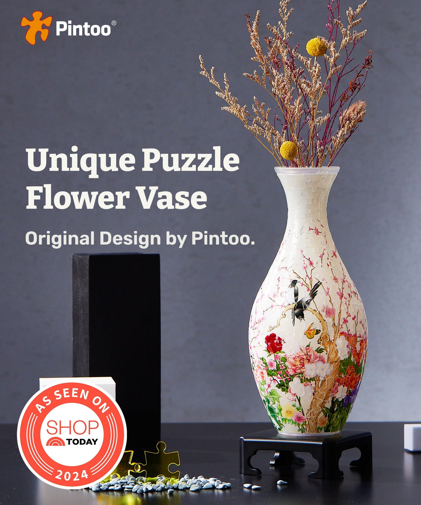 Pintoo 3D Puzzle Vase – Translucent 160-Piece Flower Vase, Unique Home Decor & Gift [S1035]