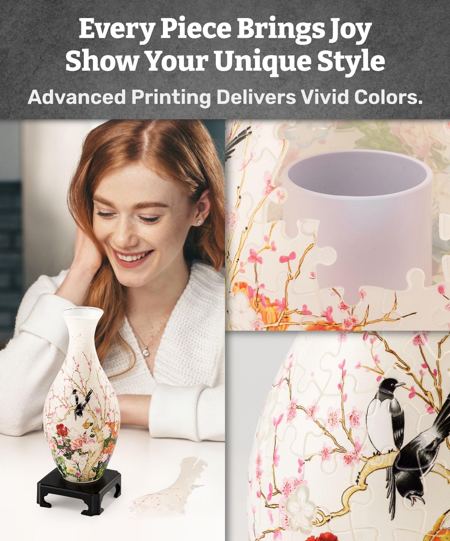 Pintoo 3D Puzzle Vase – Translucent 160-Piece Flower Vase, Unique Home Decor & Gift [S1035]