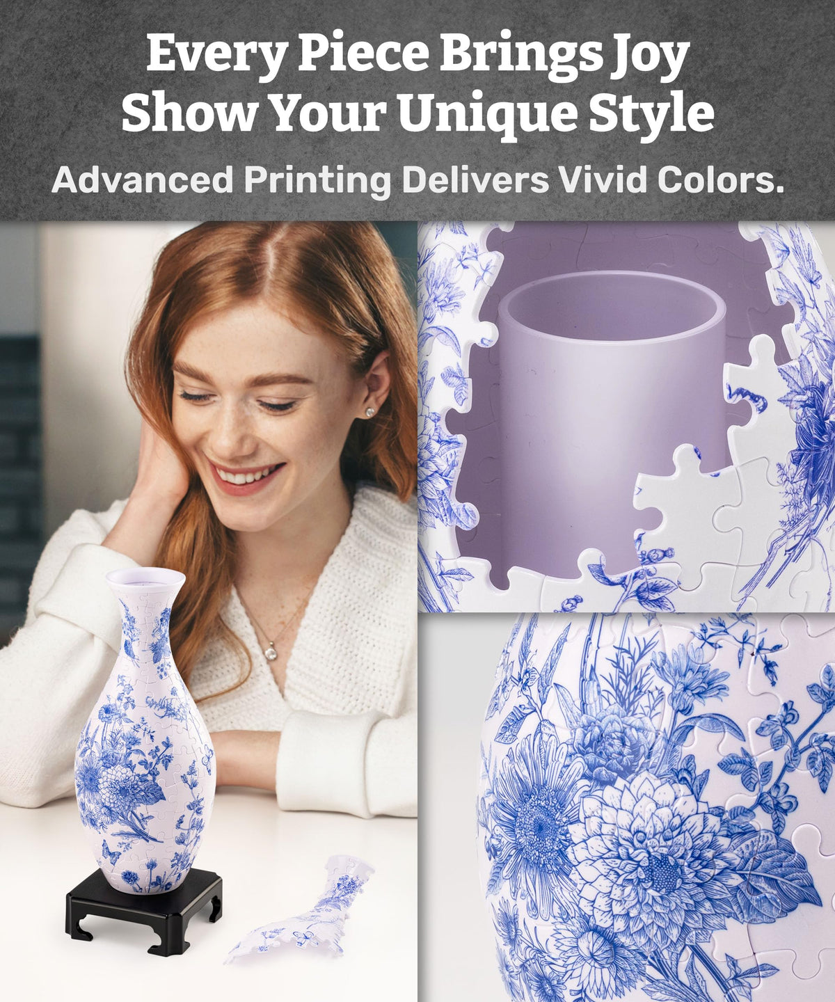 Pintoo 3D Puzzle Vase S1033 — Unique 160-Piece Flower Vase for Home Decor