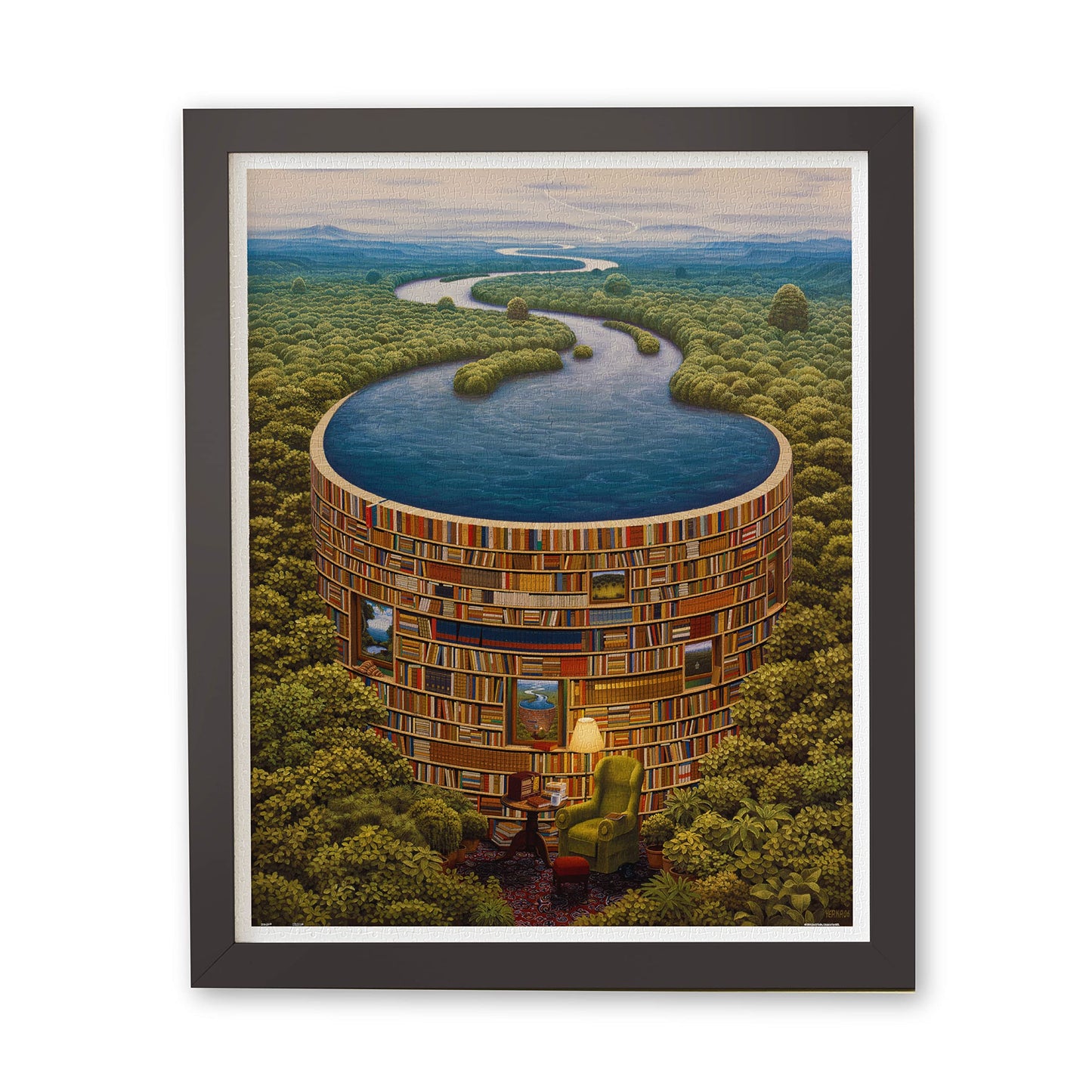 Pintoo 2000-Piece Jacek Yerka Bibliodame Puzzle – Zero Dust, Easy Storage, Frame-Ready