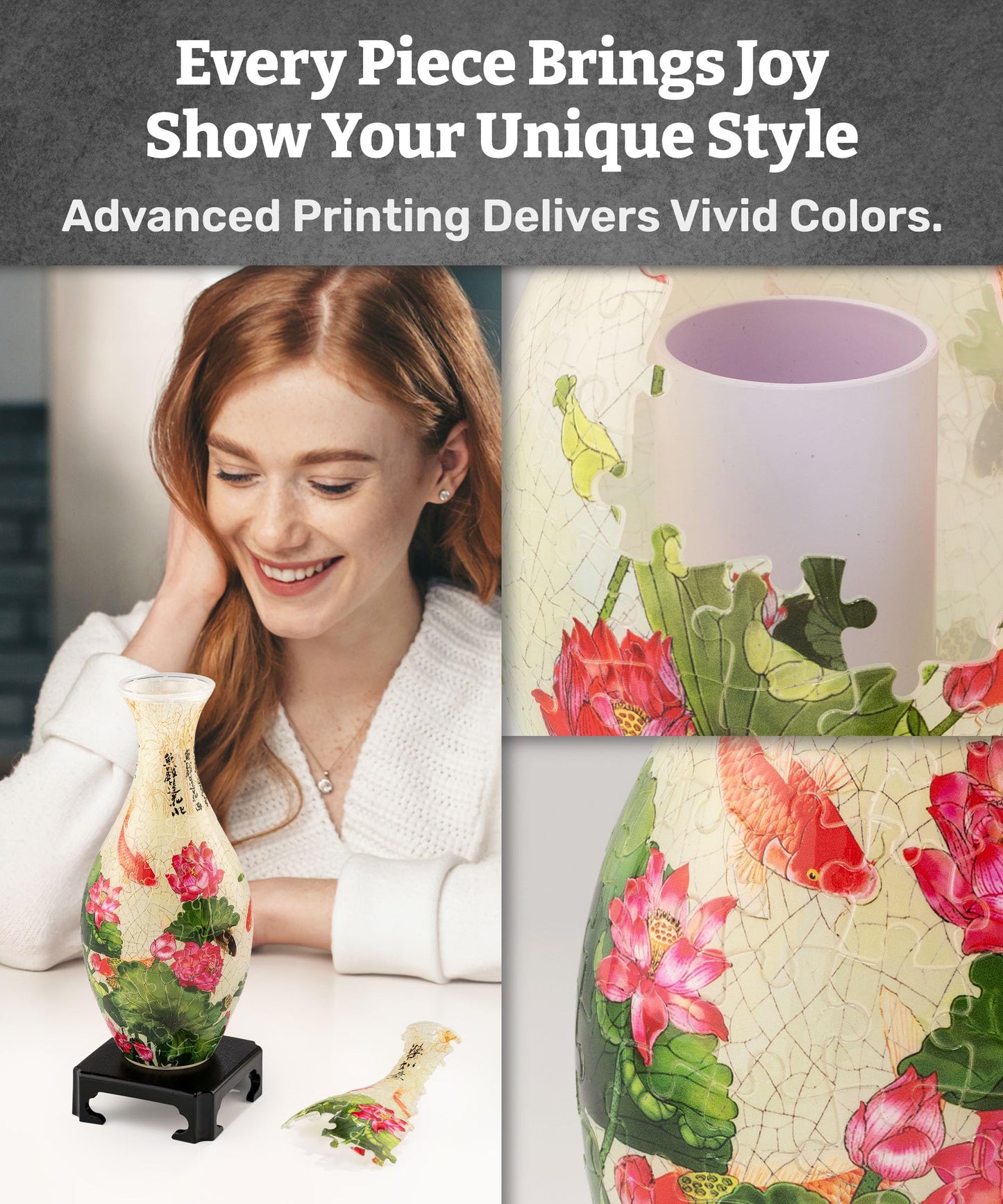 Pintoo 3D Puzzle Vase S1024 – Translucent 160-Piece Flower Vase for Unique Home Decor
