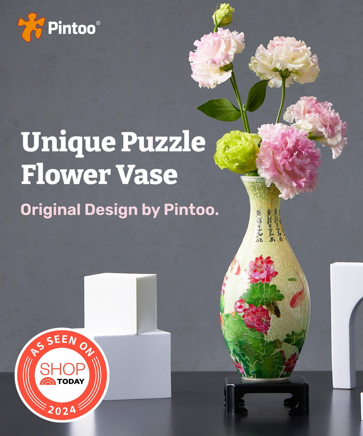 Pintoo 3D Puzzle Vase S1024 – Translucent 160-Piece Flower Vase for Unique Home Decor