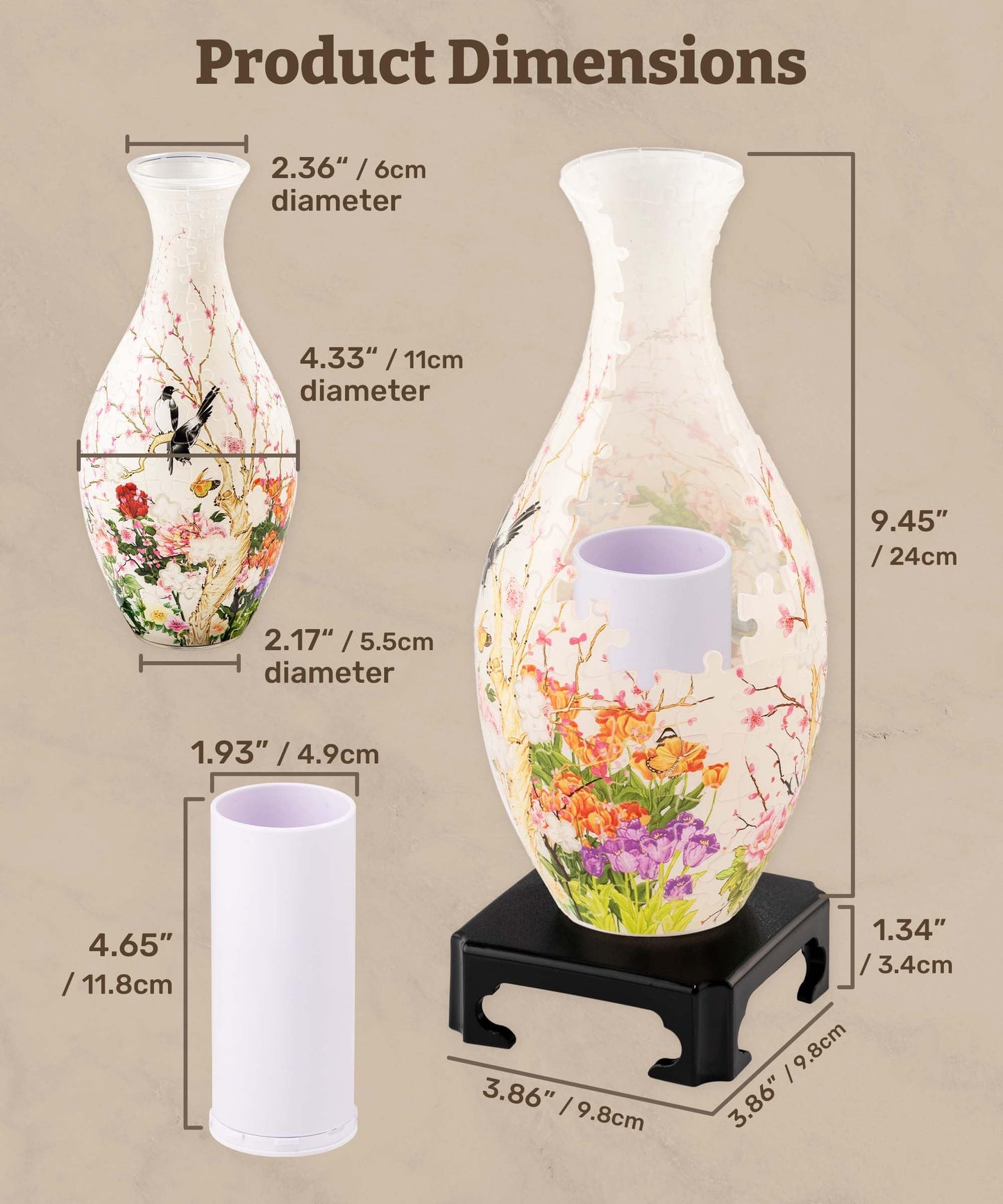 Pintoo 3D Puzzle Vase S1024 – Translucent 160-Piece Flower Vase for Unique Home Decor
