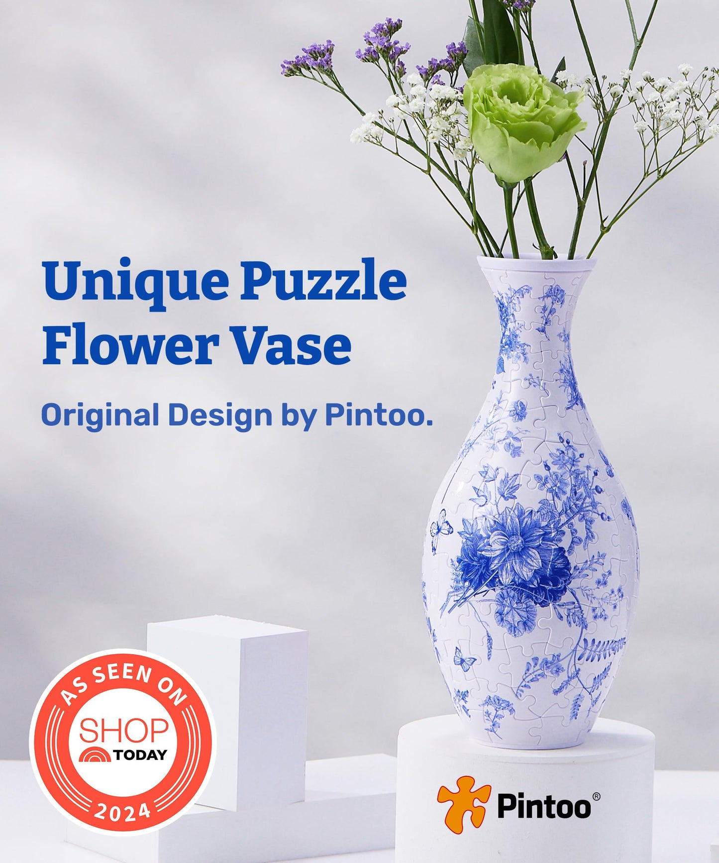 Pintoo 3D Puzzle Vase S1033 — Unique 160-Piece Flower Vase for Home Decor