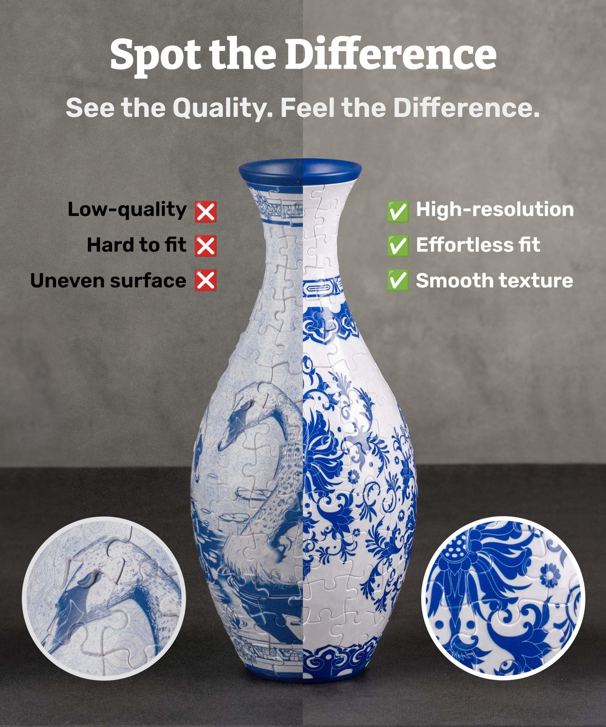 Pintoo 3D Puzzle Vase S1033 — Unique 160-Piece Flower Vase for Home Decor