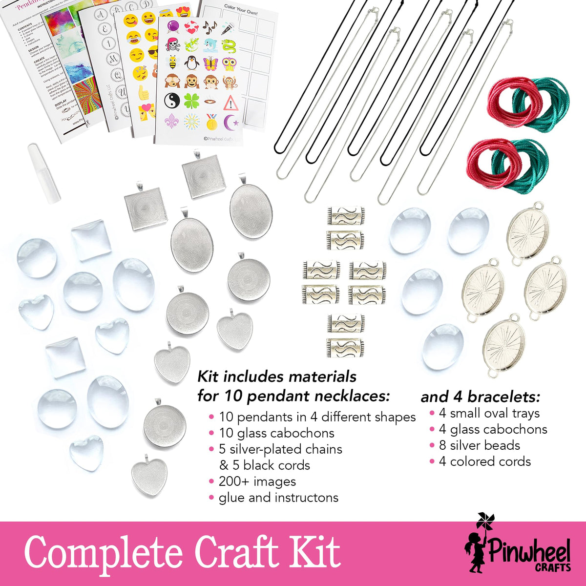 Pinwheel Crafts Pendant Jewelry Kit for Girls 8-12+ | 200+ Designs