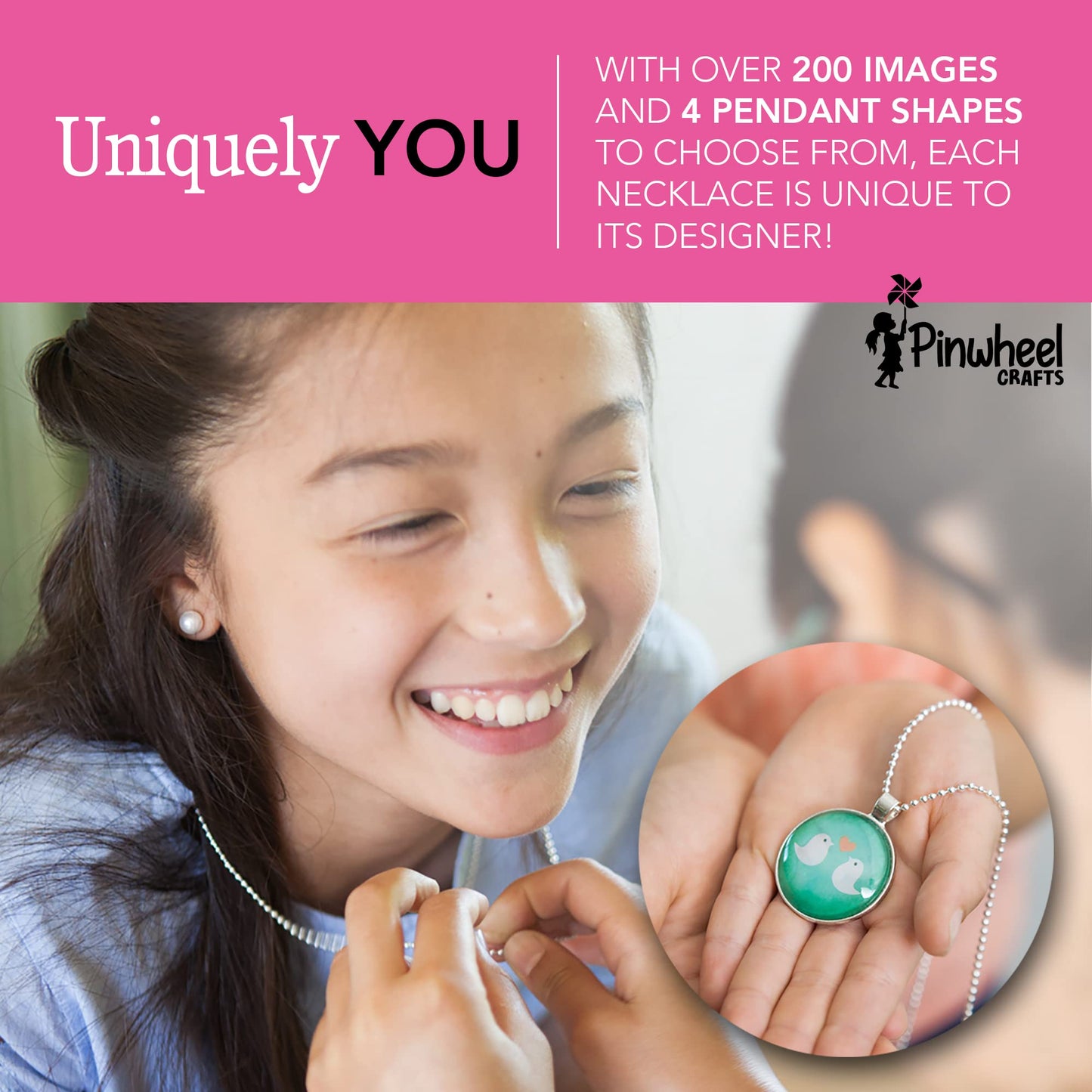 Pinwheel Crafts Pendant Jewelry Kit for Girls 8-12+ | 200+ Designs
