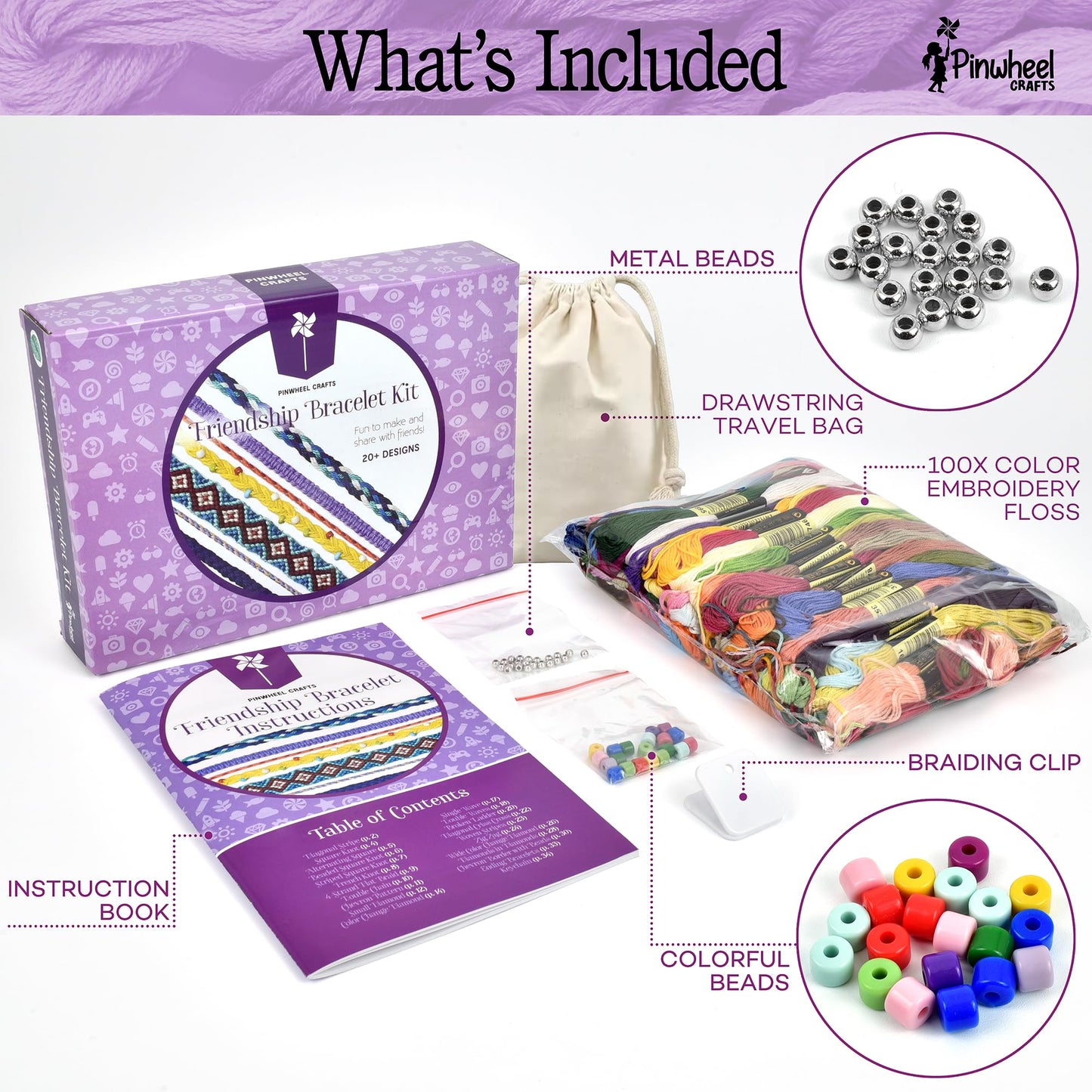 Pinwheel Crafts Friendship Bracelet Kit – DIY Jewelry for Girls 8-12
