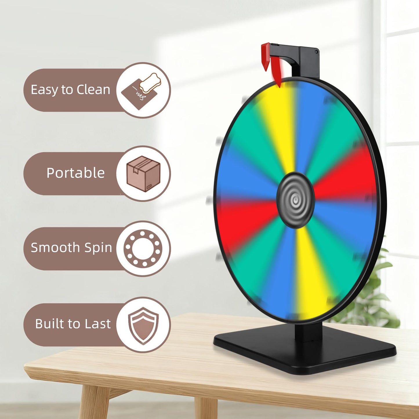 Pionites 12-Inch 12-Slot Prize Wheel | Dry-Erase Tabletop Spin