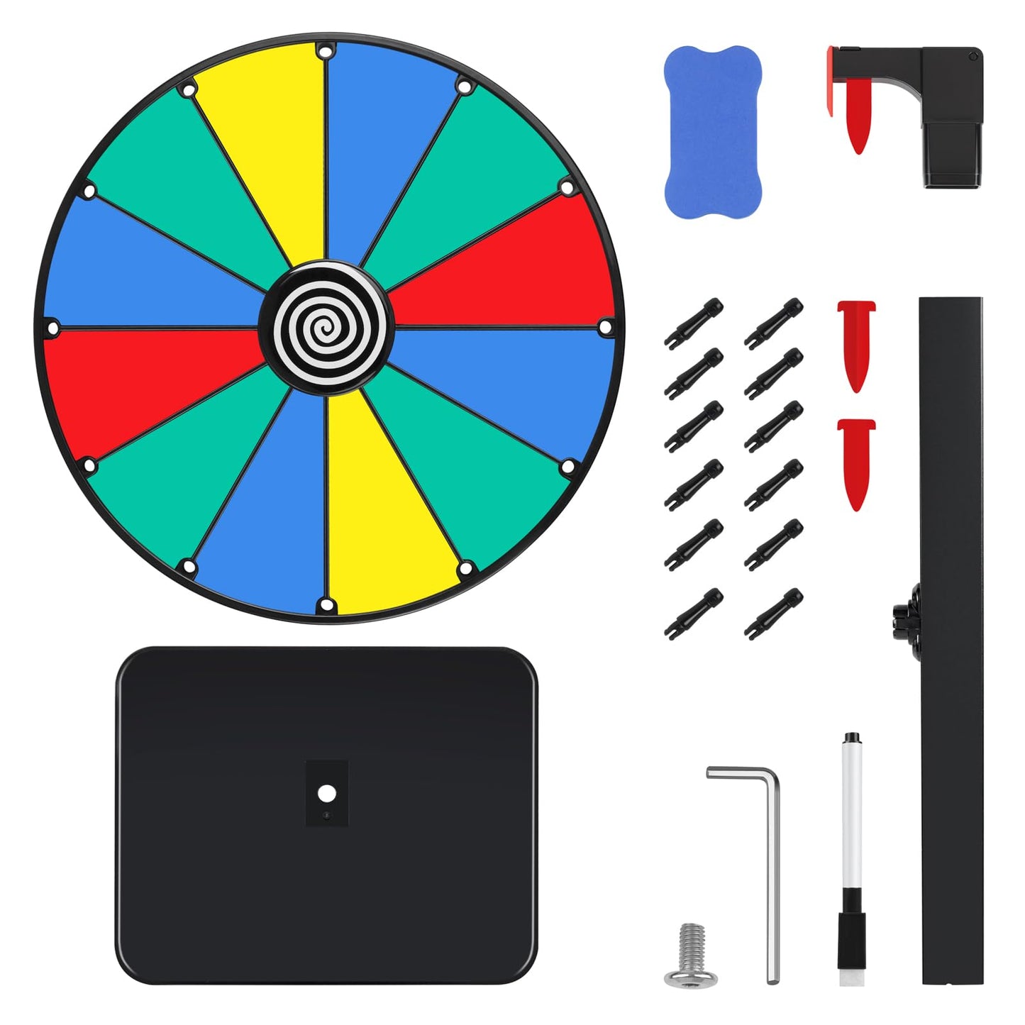 Pionites 12-Inch 12-Slot Prize Wheel | Dry-Erase Tabletop Spin
