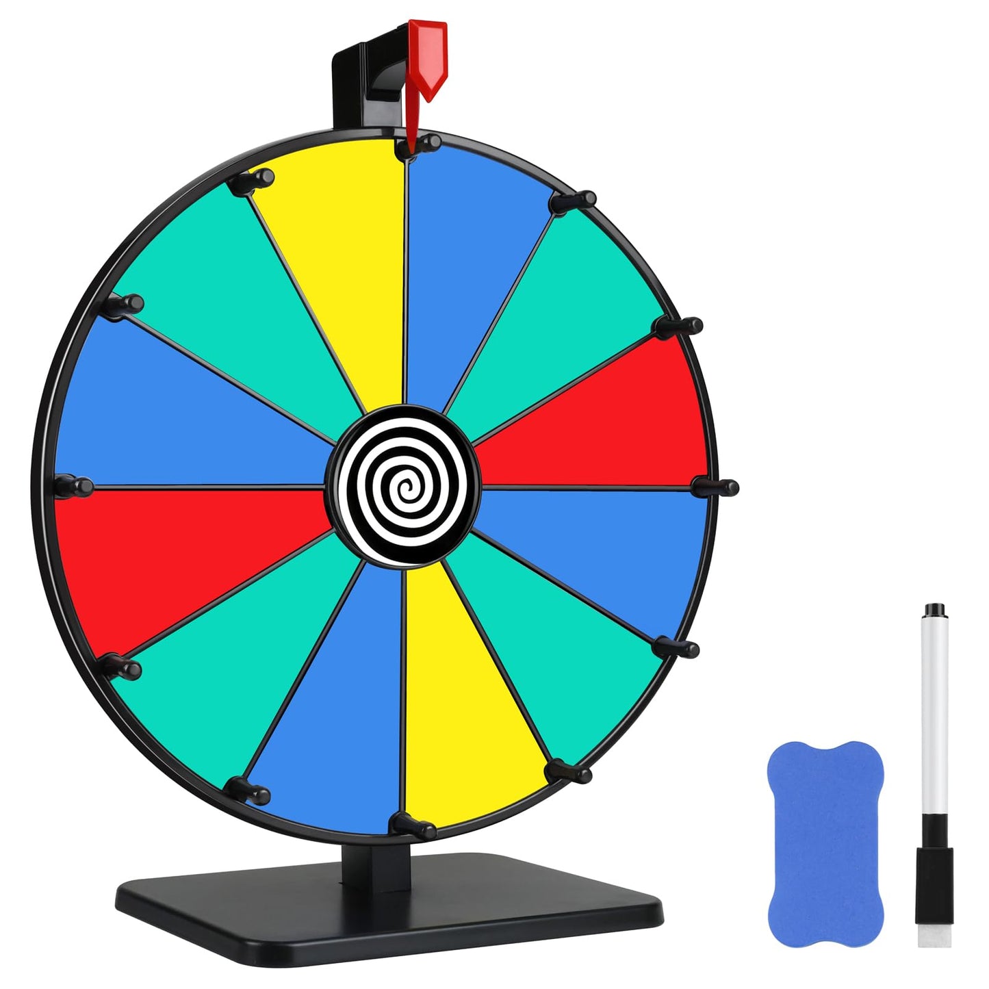 Pionites 12-Inch 12-Slot Prize Wheel | Dry-Erase Tabletop Spin