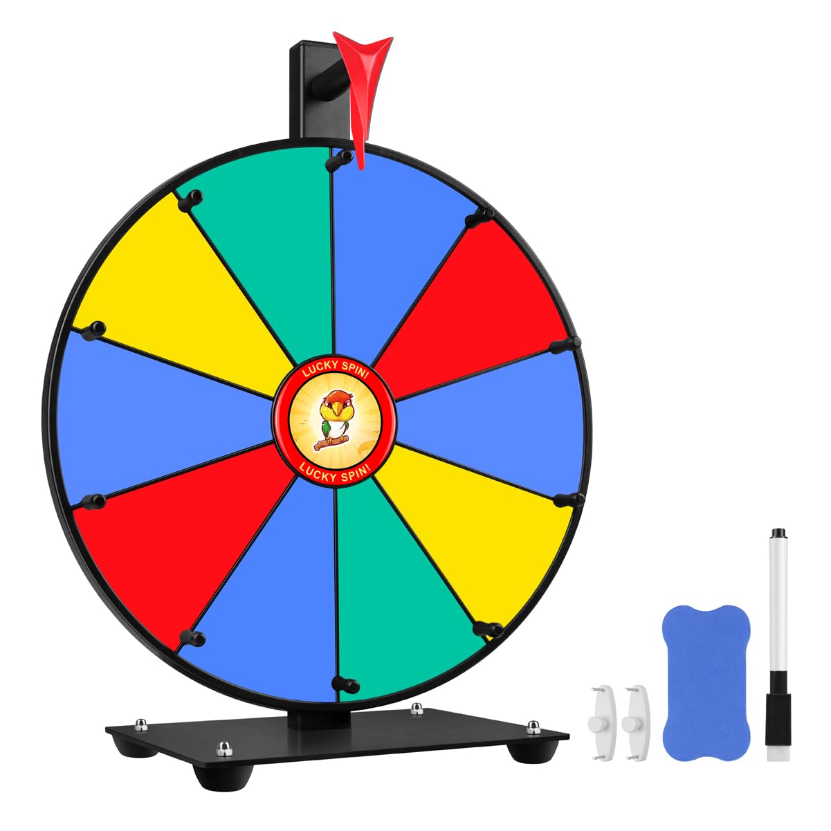 Pionites Prize Wheel 12in 10 Slots – Dry Erase Spin for Parties, Trade Shows, Tabletop or Wall Mount