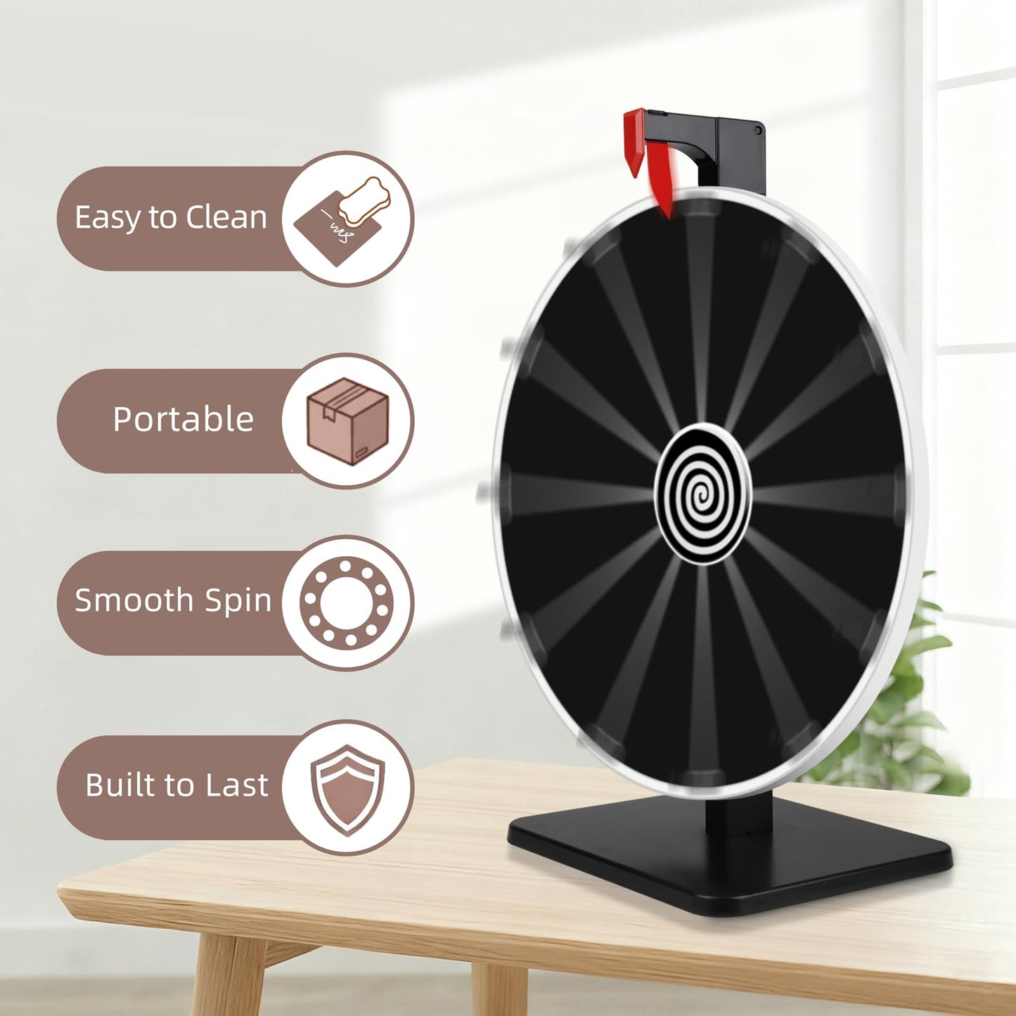 Pionites 12-Inch 12 Slots Prize Wheel – Tabletop or Wall Mount with Dry Erase Marker