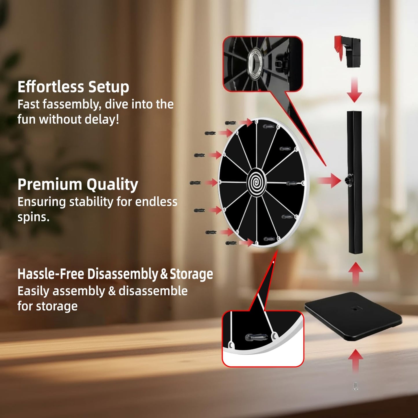 Pionites 12-Inch 12 Slots Prize Wheel – Tabletop or Wall Mount with Dry Erase Marker