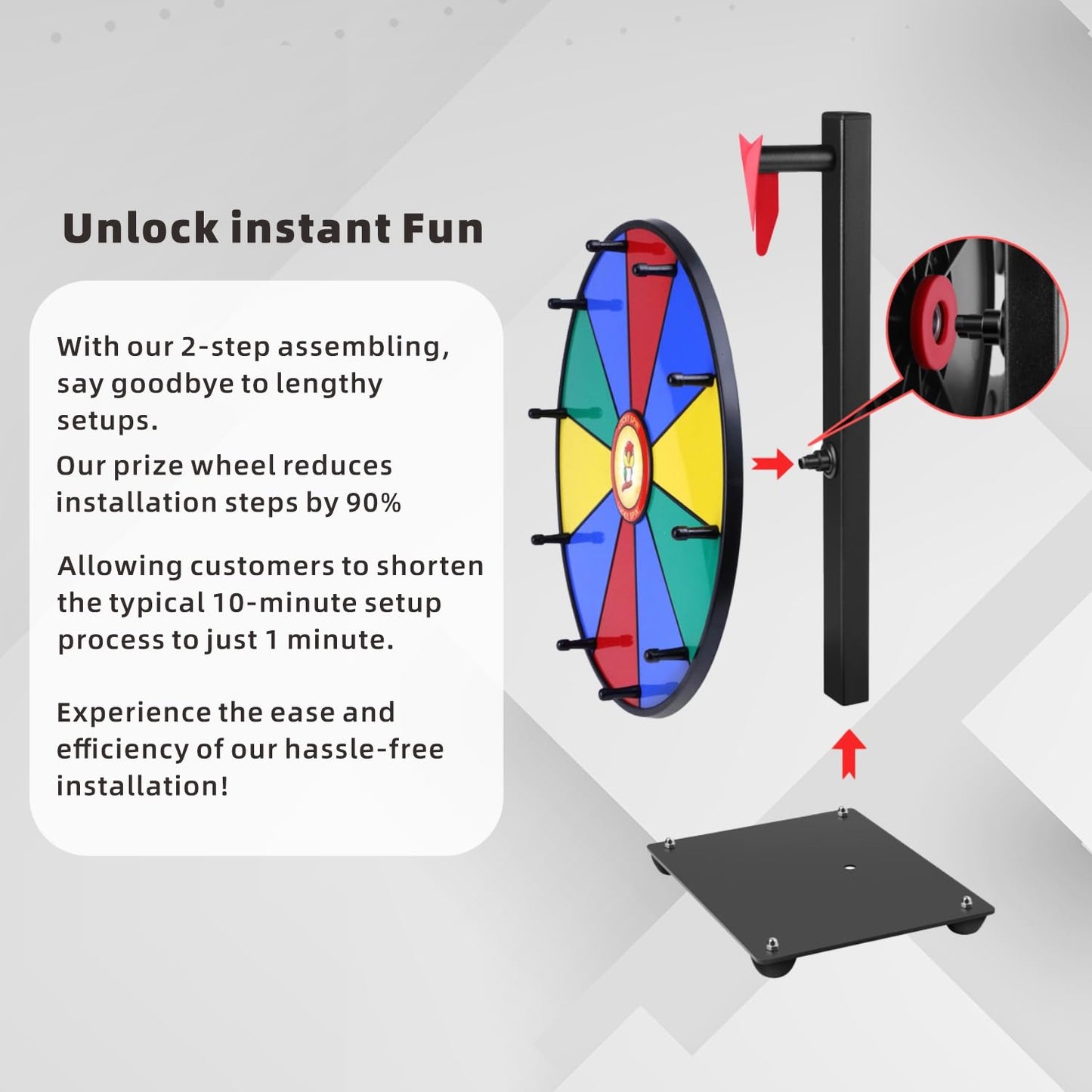 Pionites Prize Wheel 12in 10 Slots – Dry Erase Spin for Parties, Trade Shows, Tabletop or Wall Mount