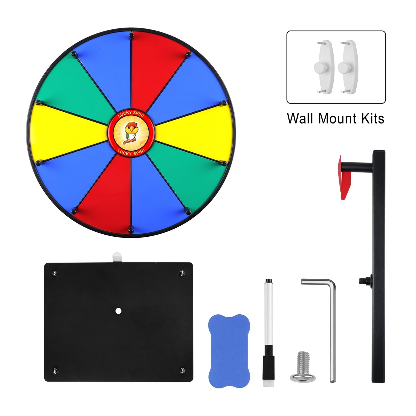 Pionites Prize Wheel 12in 10 Slots – Dry Erase Spin for Parties, Trade Shows, Tabletop or Wall Mount
