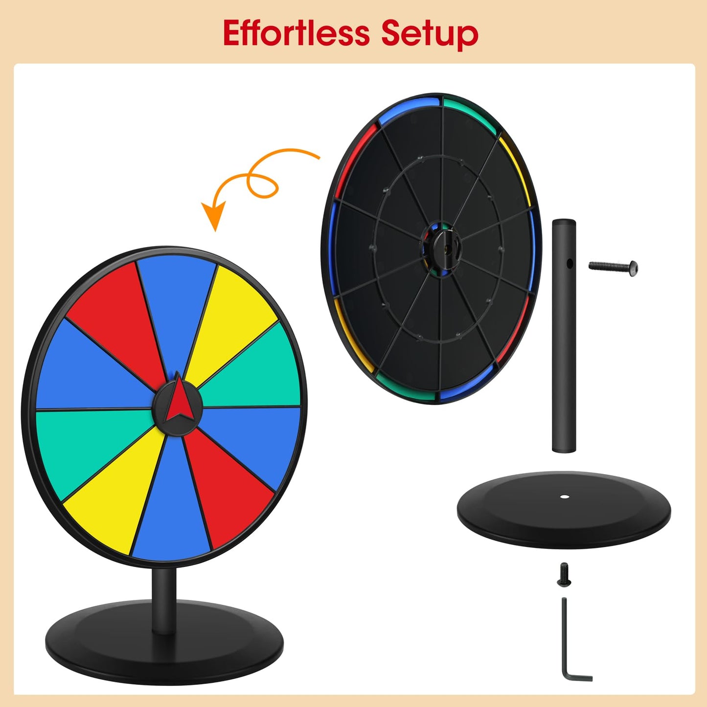 Pionites 8-Inch Prize Wheel Spinner – Customizable Wheel of Fortune for Parties & Events