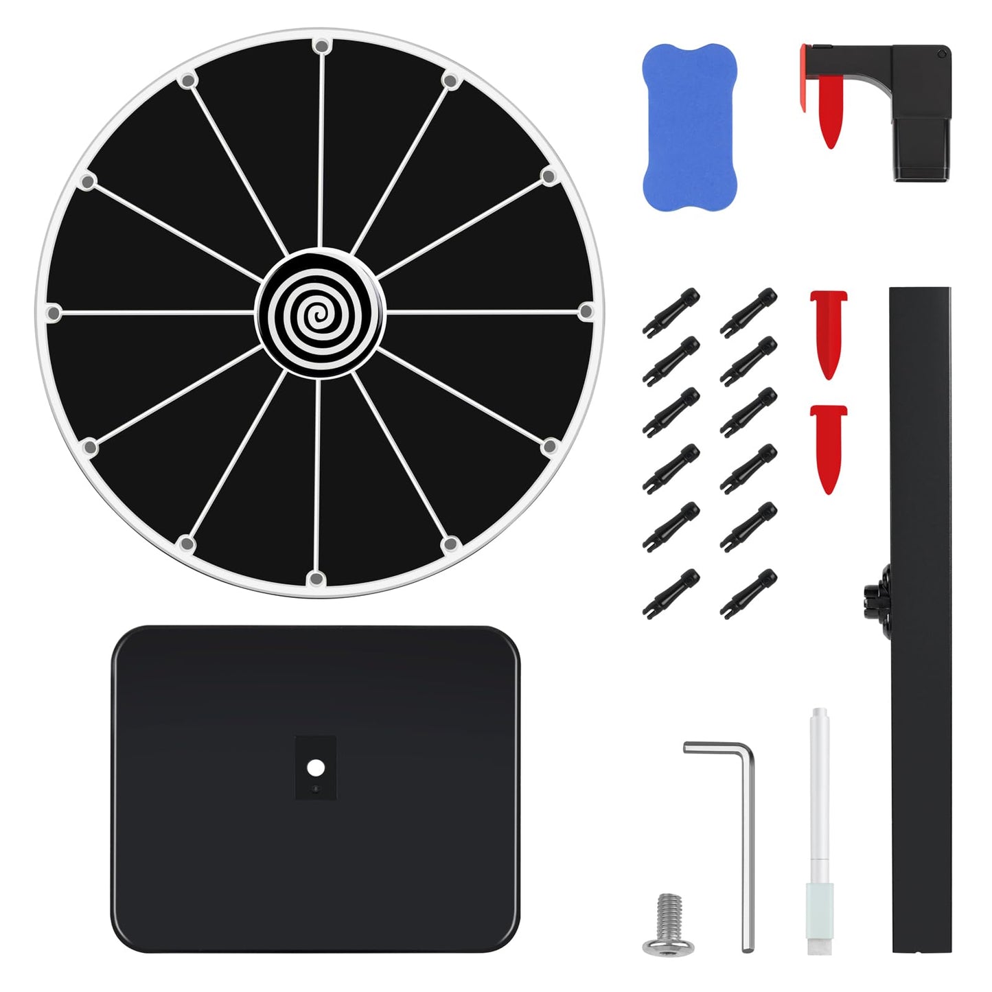 Pionites 12-Inch 12 Slots Prize Wheel – Tabletop or Wall Mount with Dry Erase Marker