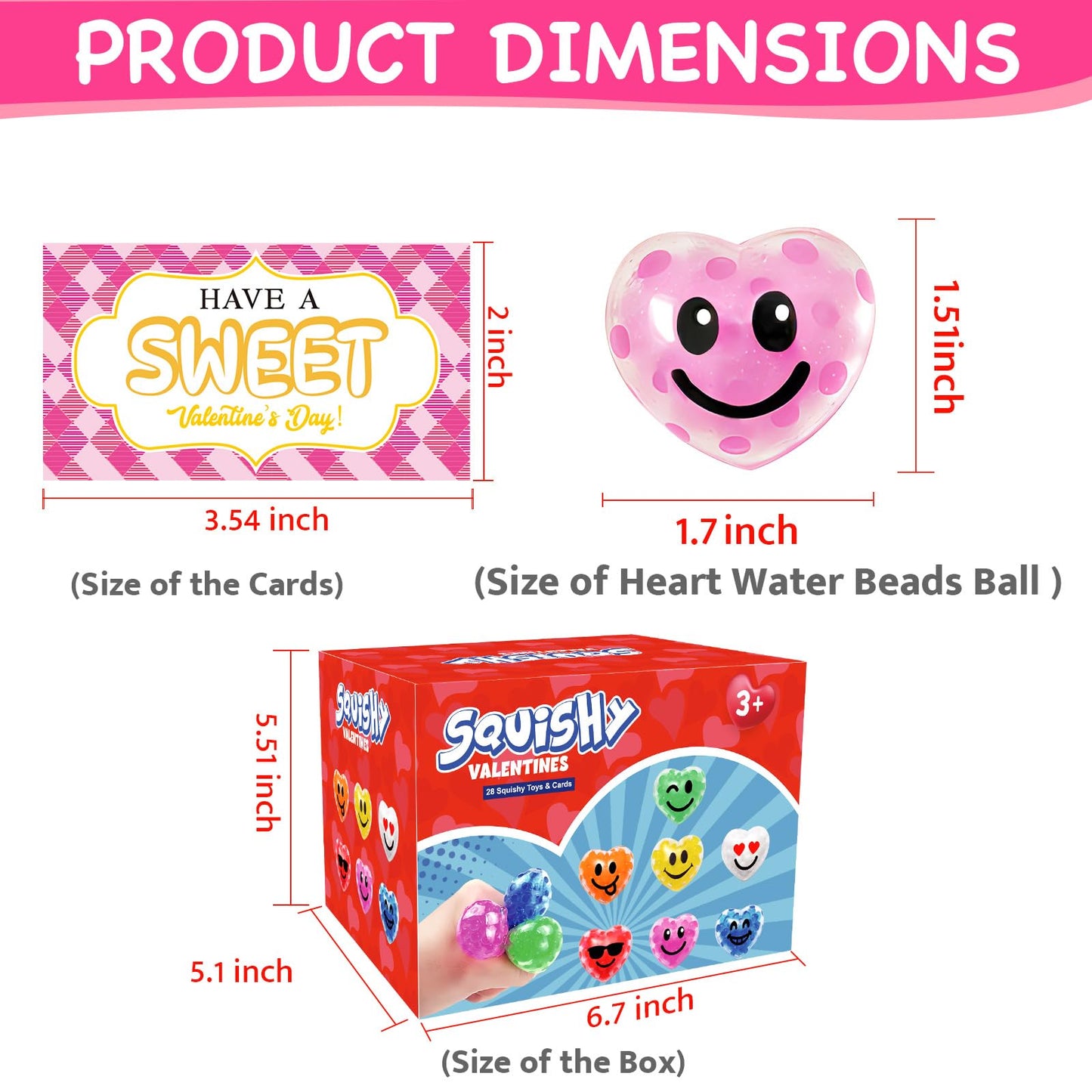 PIONJOY 28-Pack Valentines Day Gifts for Kids – Stress Balls & Card Set