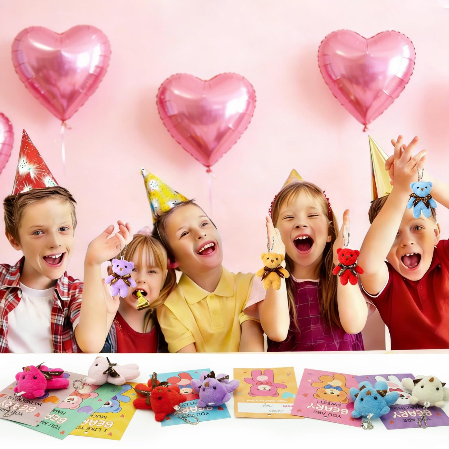 PIONJOY 28-Pack Mini Bear Plush Keychains — Easter Gifts, Classroom Prizes & Party Favors