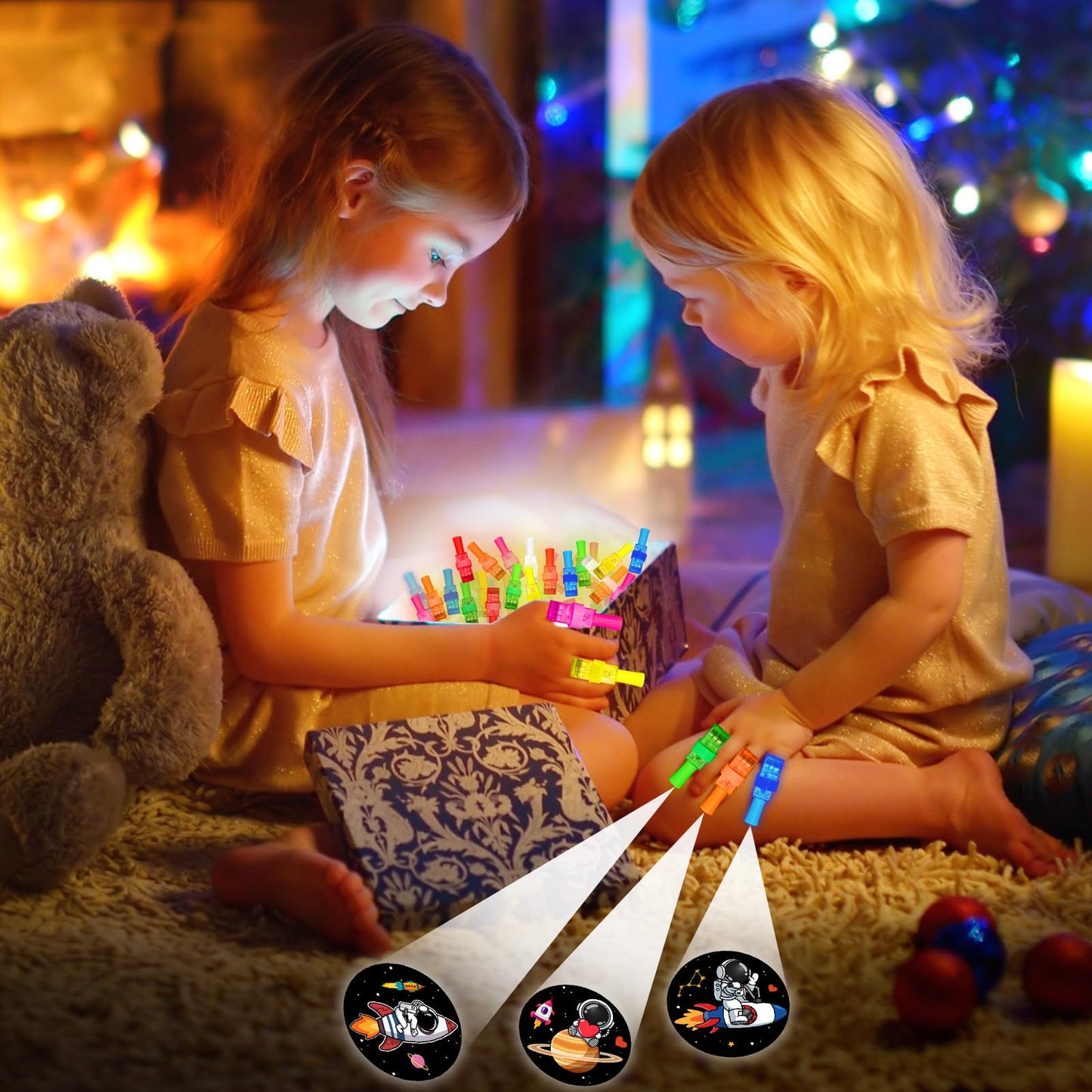 PIONJOY 28-Pack Valentines Day Gifts for Kids | LED Finger Lights with Valentine Cards