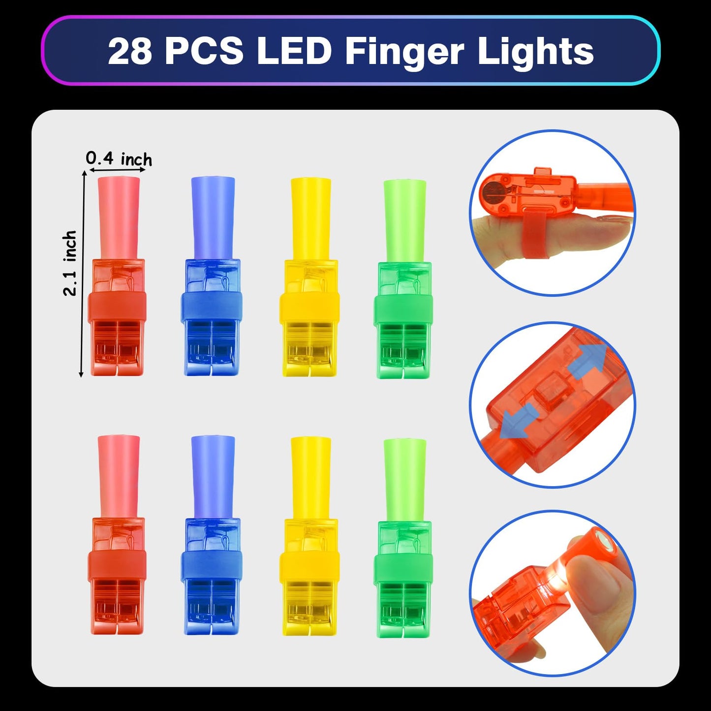 PIONJOY 28-Pack Valentines Day Gifts for Kids | LED Finger Lights with Valentine Cards