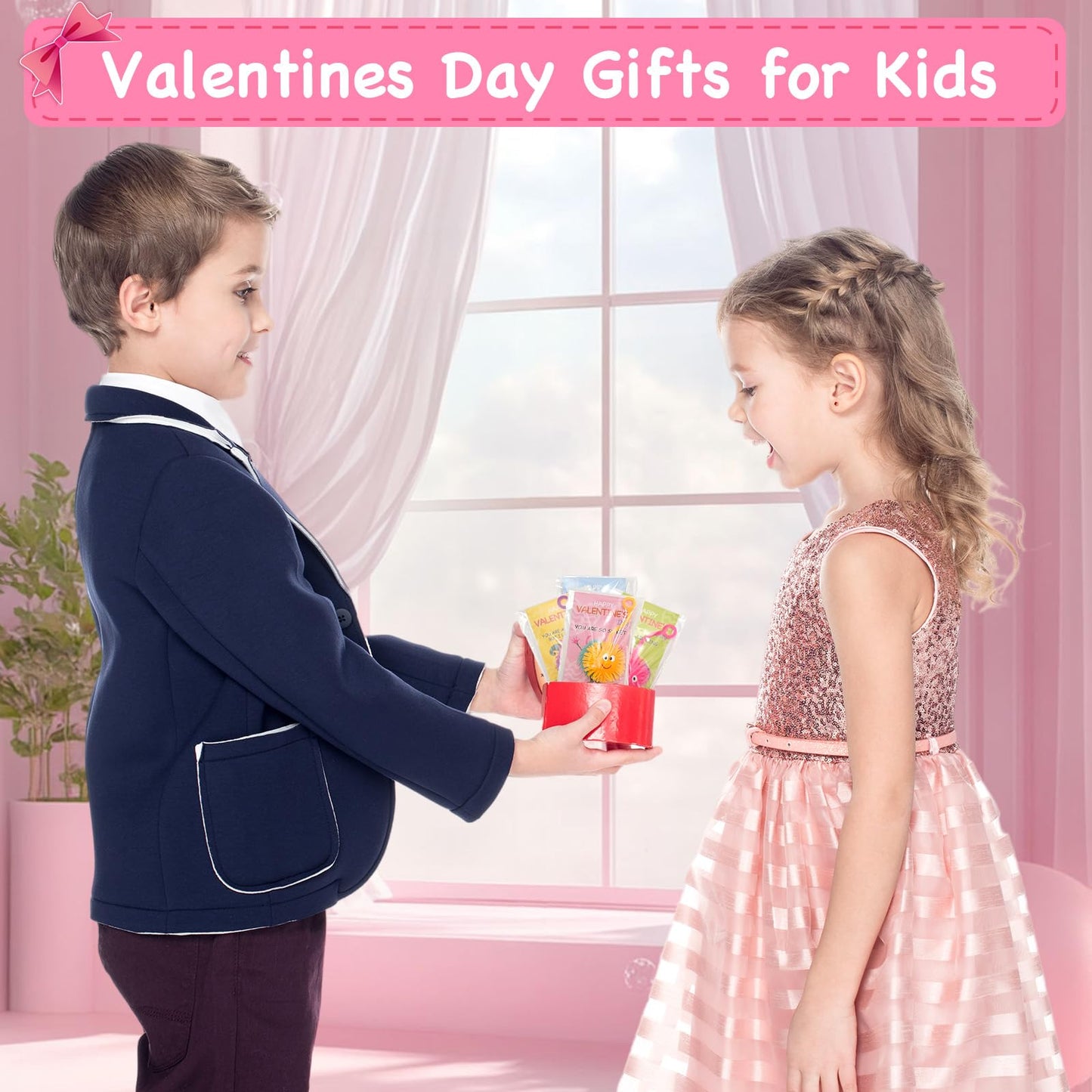 PIONJOY 24-Pack Valentines LED Puffy Ball Toys with Monster Cards – Glow-in-the-Dark Classroom Prizes