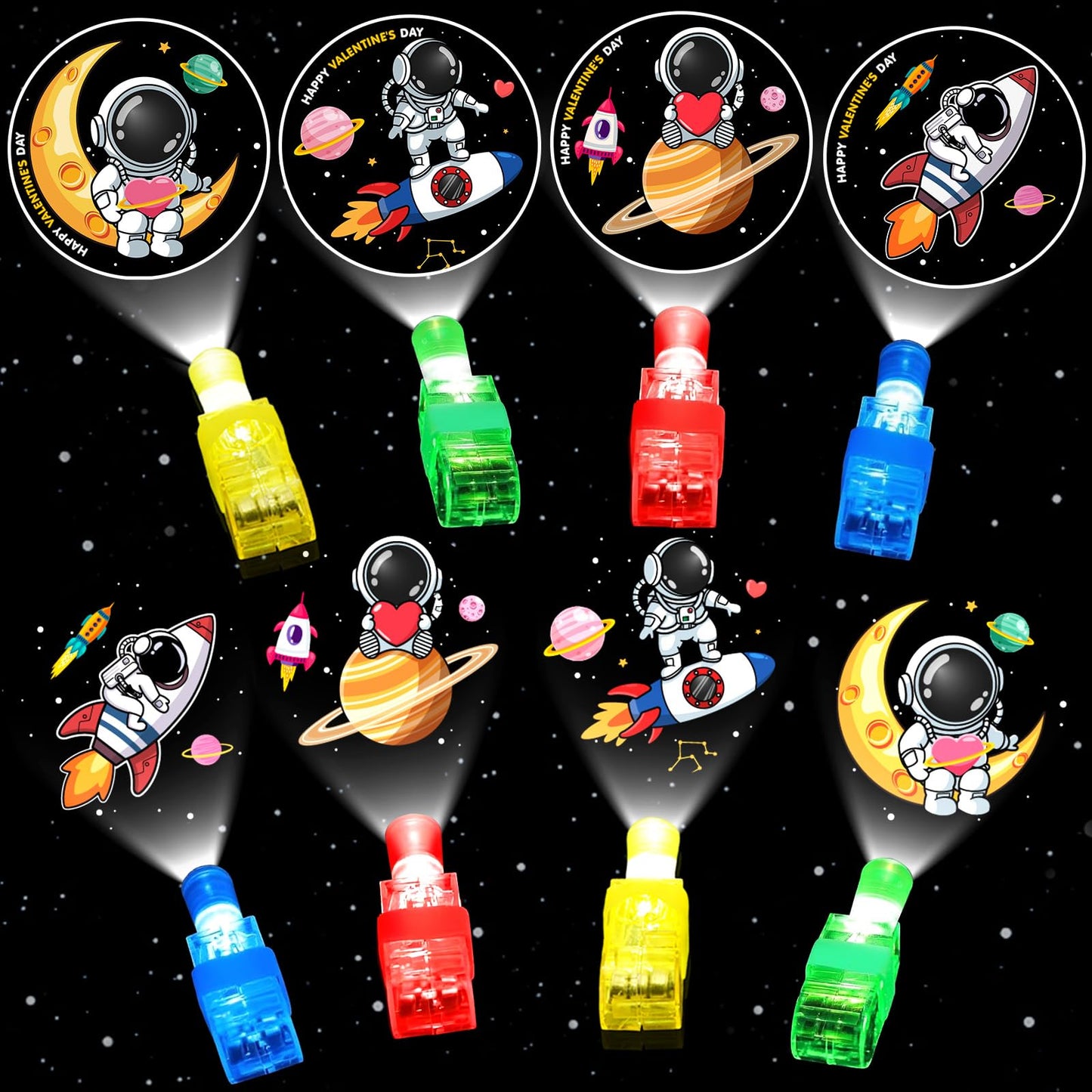 PIONJOY 28-Pack Valentines Day Gifts for Kids | LED Finger Lights with Valentine Cards