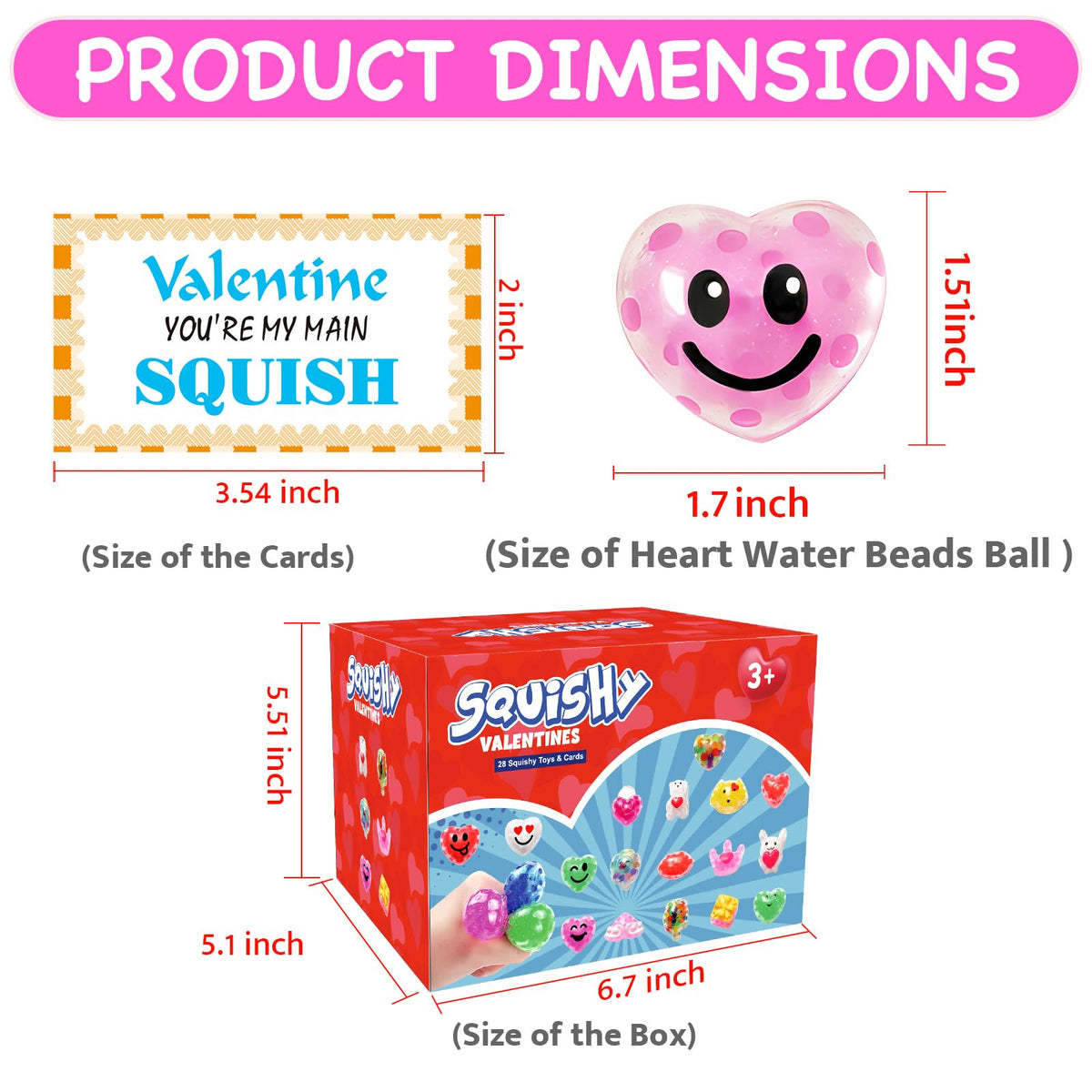 PIONJOY 28-Pack Valentines Day Gifts for Kids – Squishy Stress Balls with Cards & Classroom Prizes