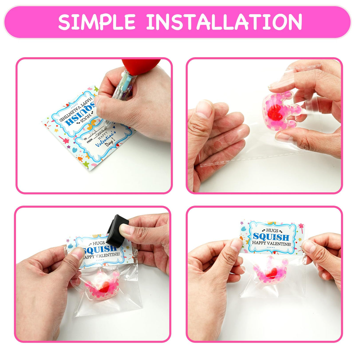 PIONJOY 28-Pack Valentines Day Gifts for Kids – Squishy Stress Balls with Cards & Classroom Prizes