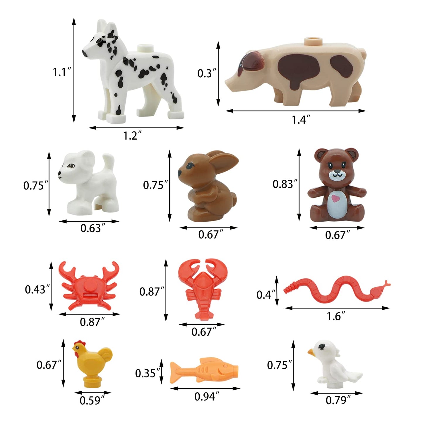 PIPART Friend Animal Figures 24-Piece Building Blocks Set | Farm & Sea Animals