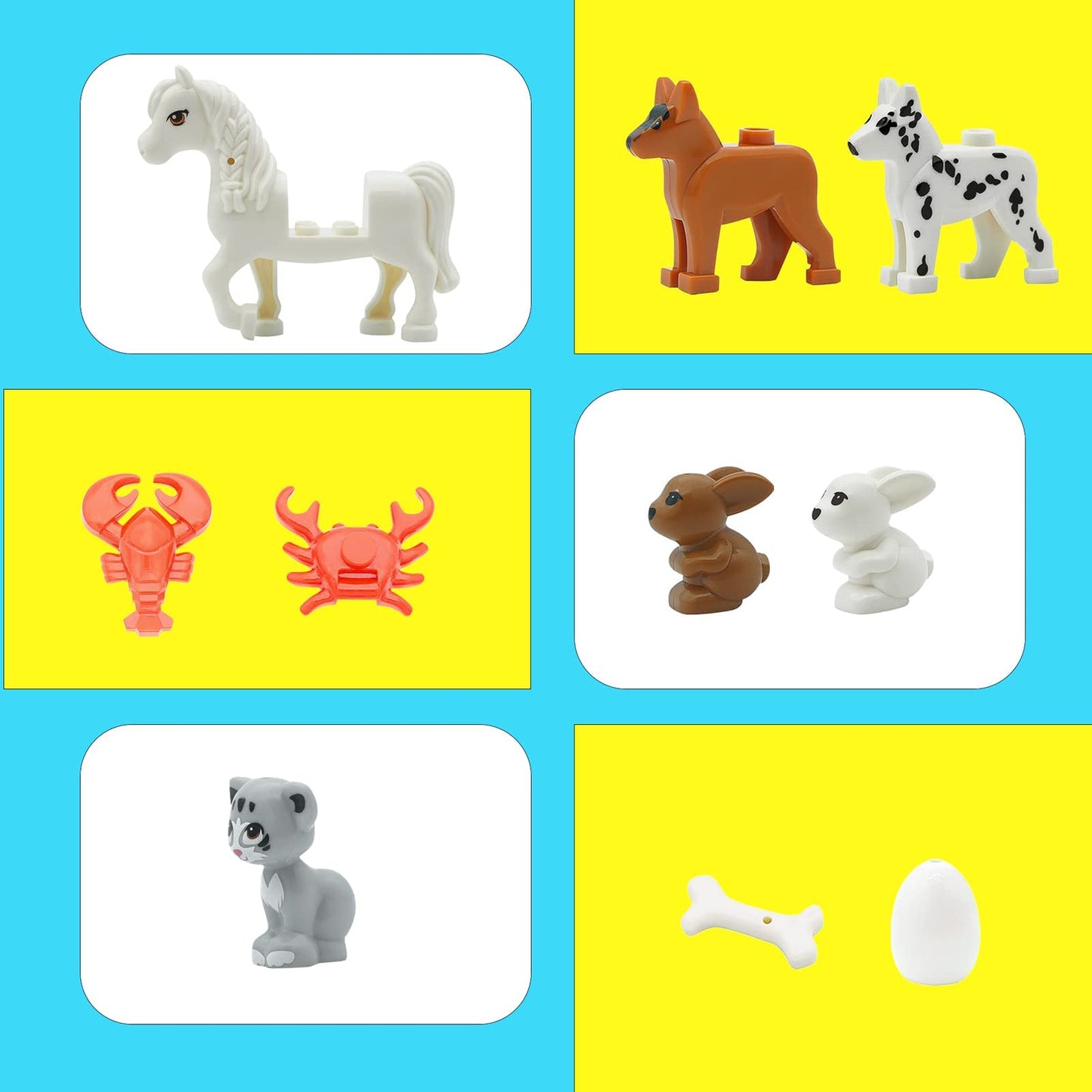 PIPART Friend Animal Figures 24-Piece Building Blocks Set | Farm & Sea Animals