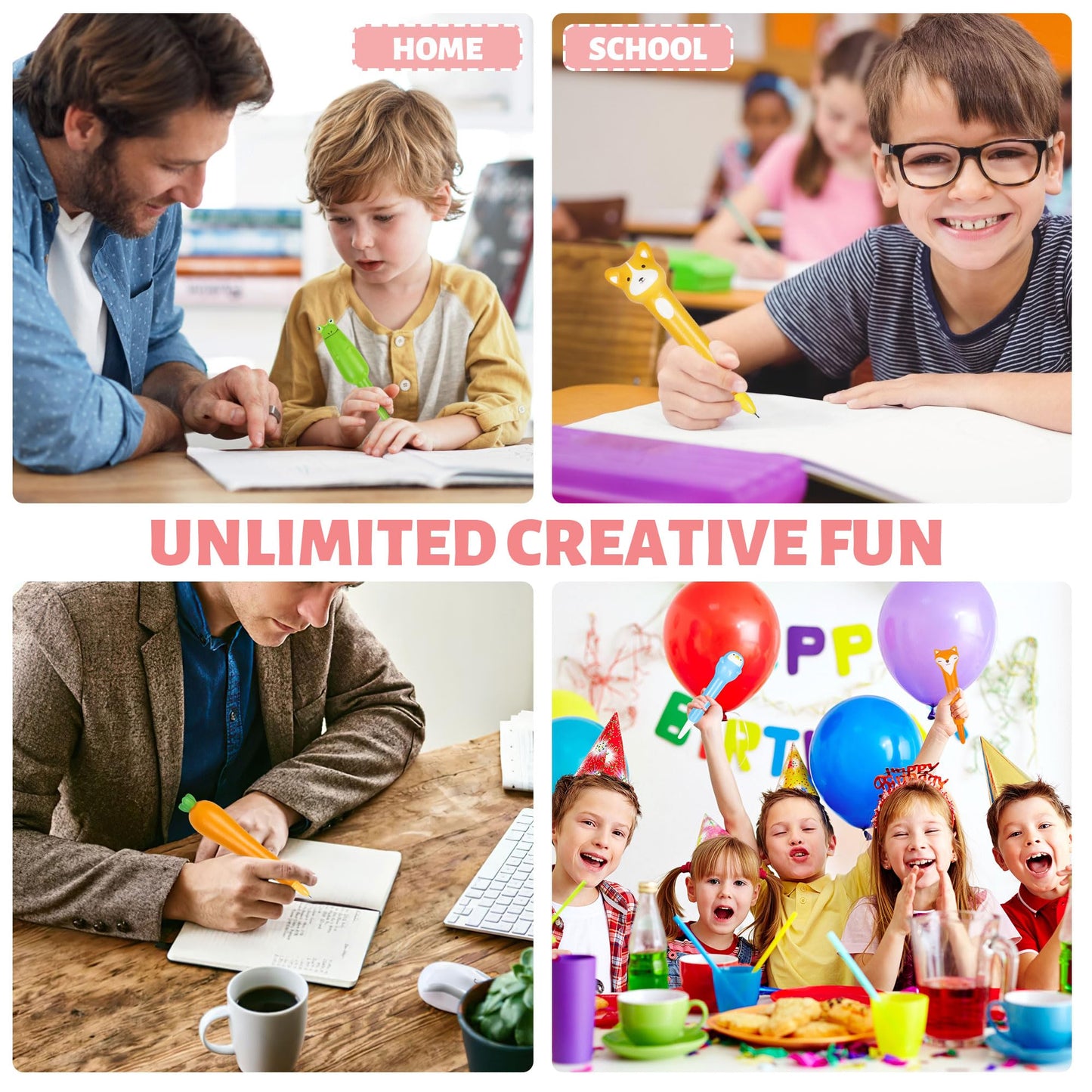 Pipigaty 24 Pcs Valentines Day Gifts for Kids Classroom – Kawaii & Squishy Pens for Party Favors