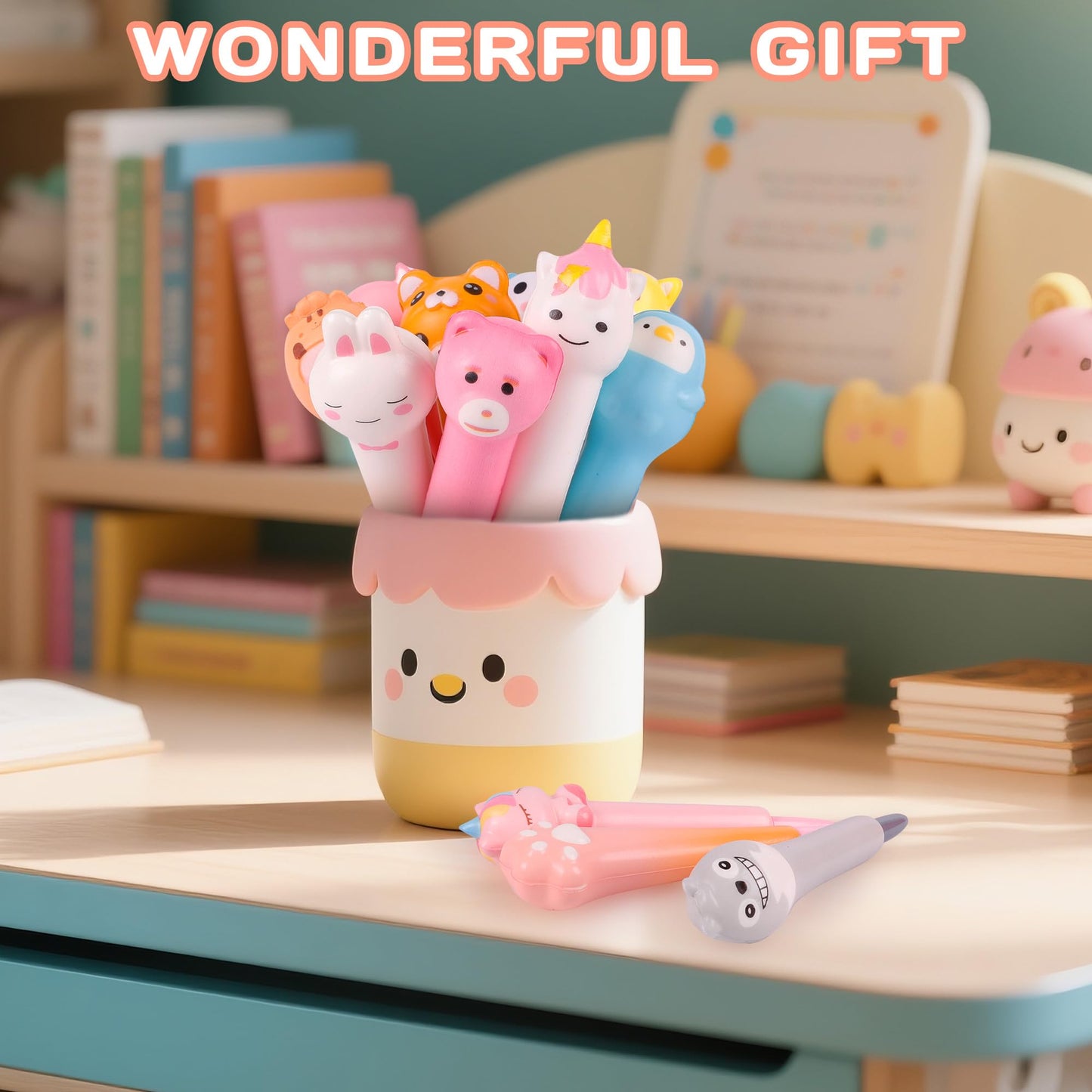 Pipigaty 24 Pcs Valentines Day Gifts for Kids Classroom – Kawaii & Squishy Pens for Party Favors