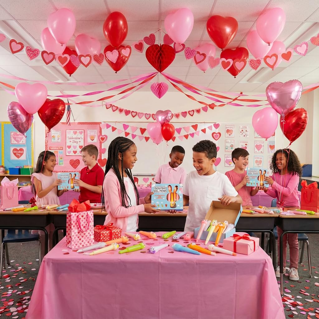 Pipigaty 24 Pcs Valentines Day Gifts for Kids Classroom – Kawaii & Squishy Pens for Party Favors