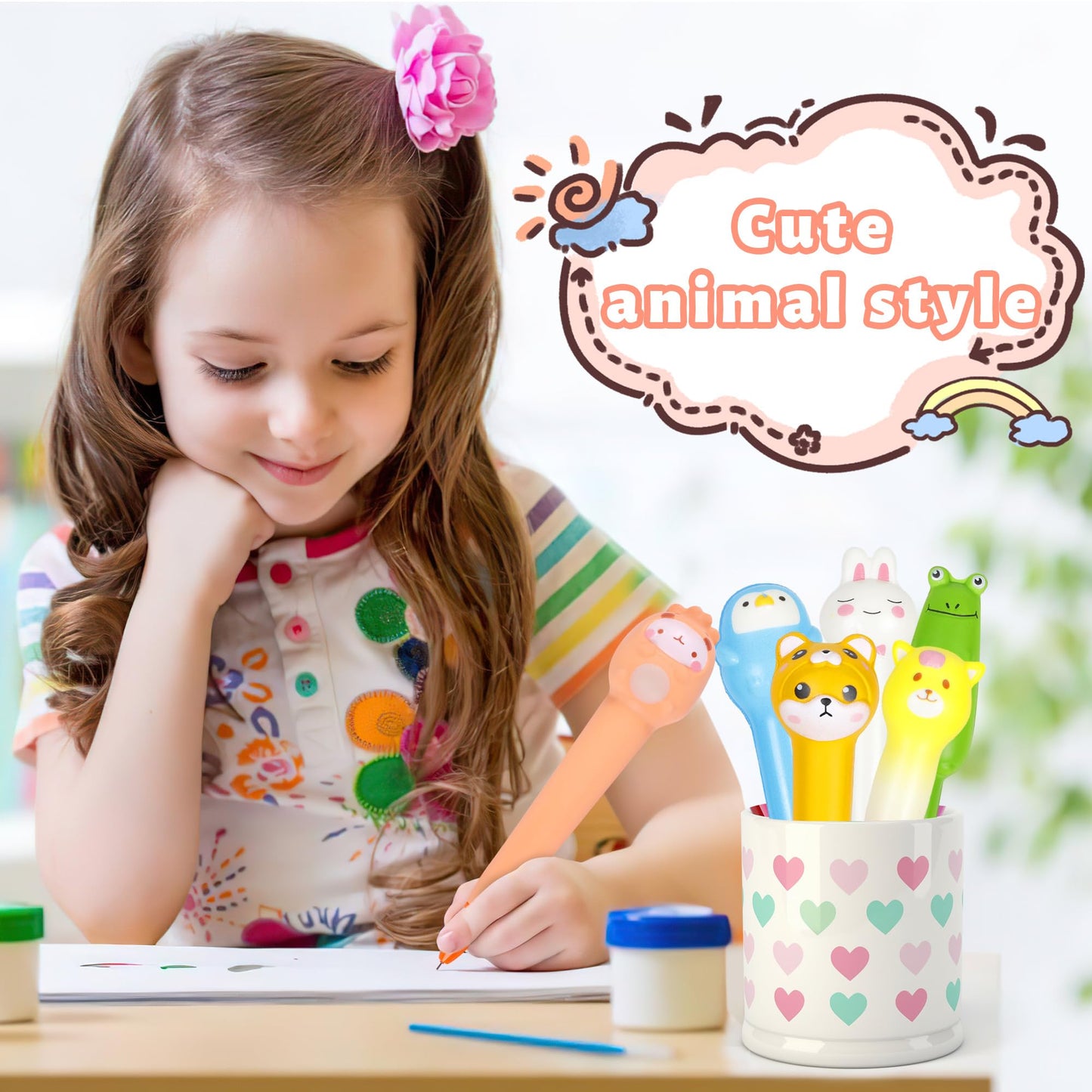 Pipigaty 24 Pcs Valentines Day Gifts for Kids Classroom – Kawaii & Squishy Pens for Party Favors