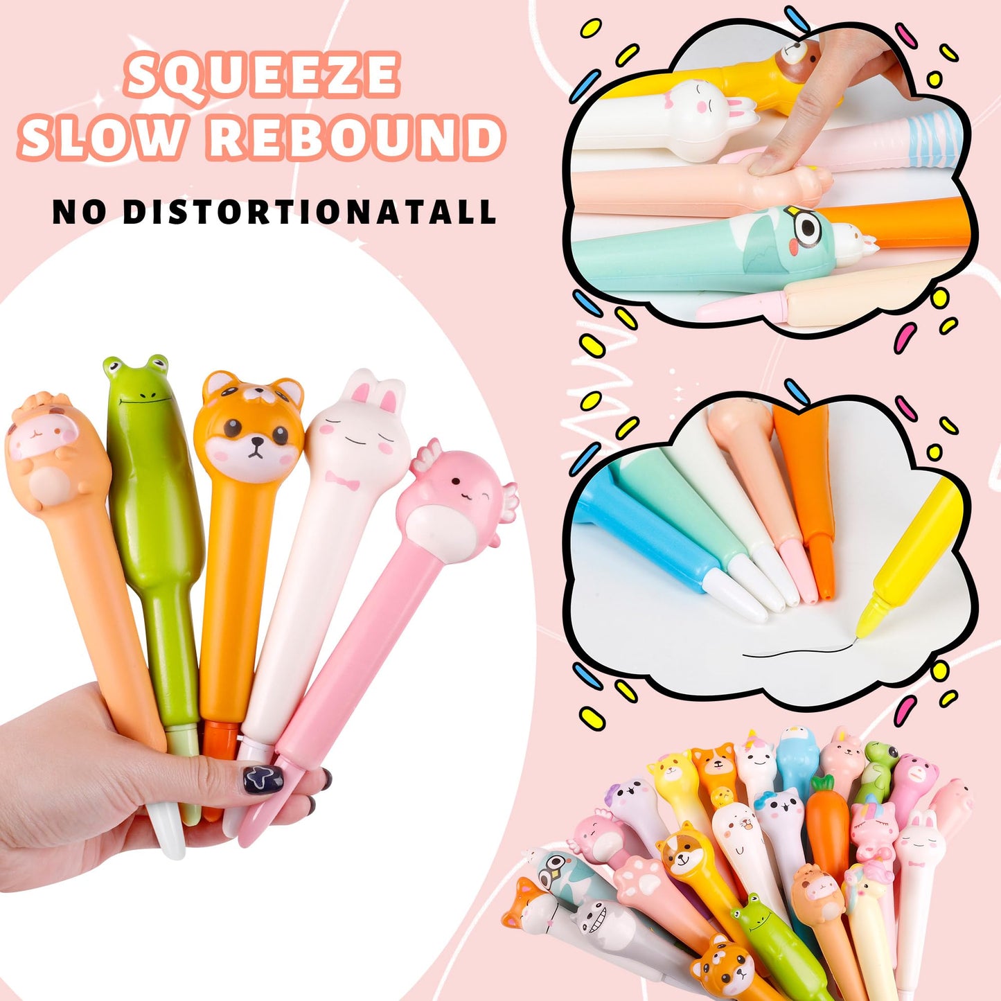 Pipigaty 24 Pcs Valentines Day Gifts for Kids Classroom – Kawaii & Squishy Pens for Party Favors