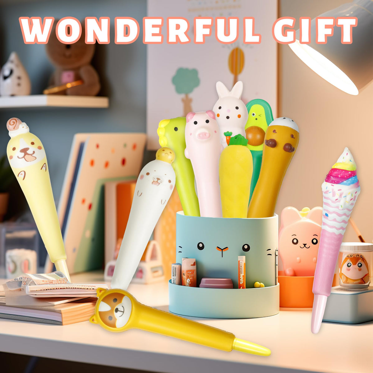 Pipigaty 10-Pack Valentines Day Gifts for Kids – Cute Squishy Pens & Fun Classroom Pens
