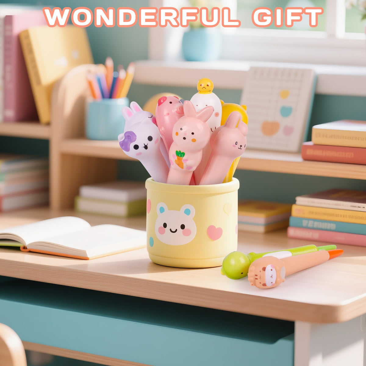 Pipigaty 10-Pack Valentines Day Gifts for Kids – Cute Squishy Pens & Fun Classroom Pens