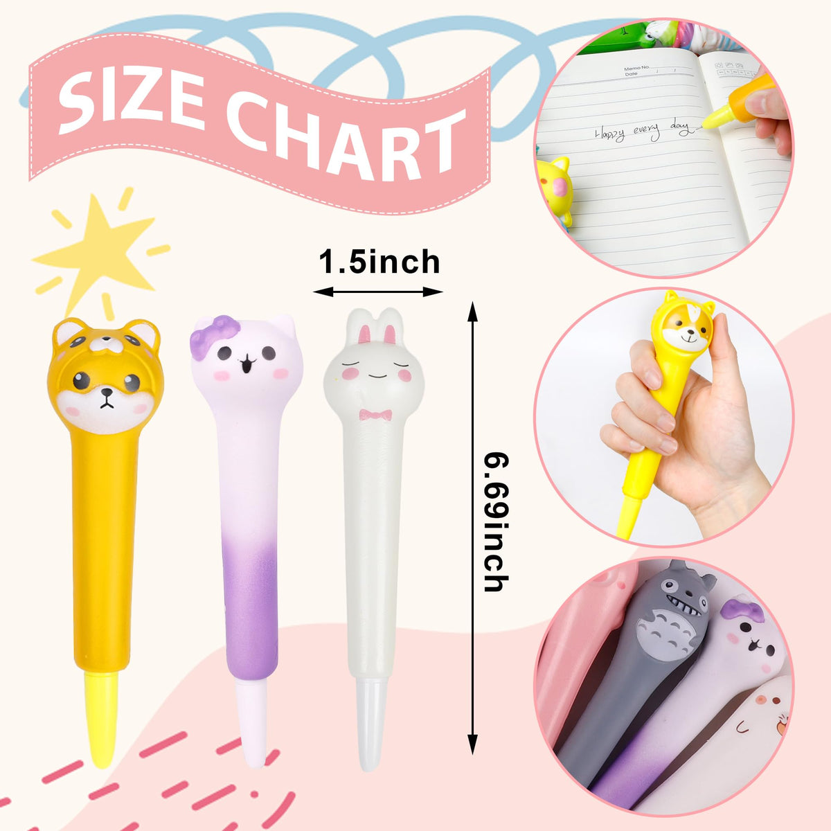 Pipigaty 10-Pack Valentines Day Gifts for Kids – Cute Squishy Pens & Fun Classroom Pens