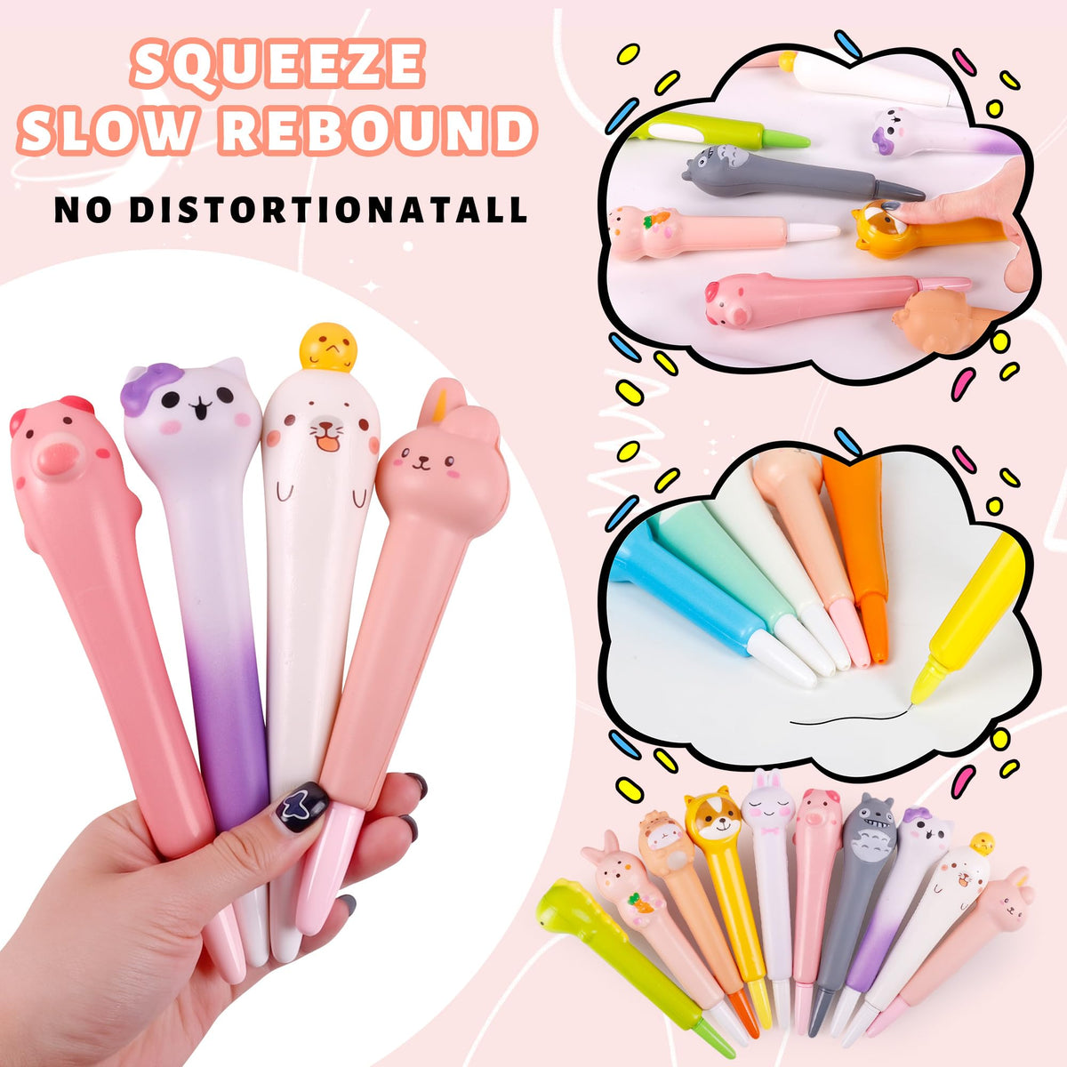 Pipigaty 10-Pack Valentines Day Gifts for Kids – Cute Squishy Pens & Fun Classroom Pens