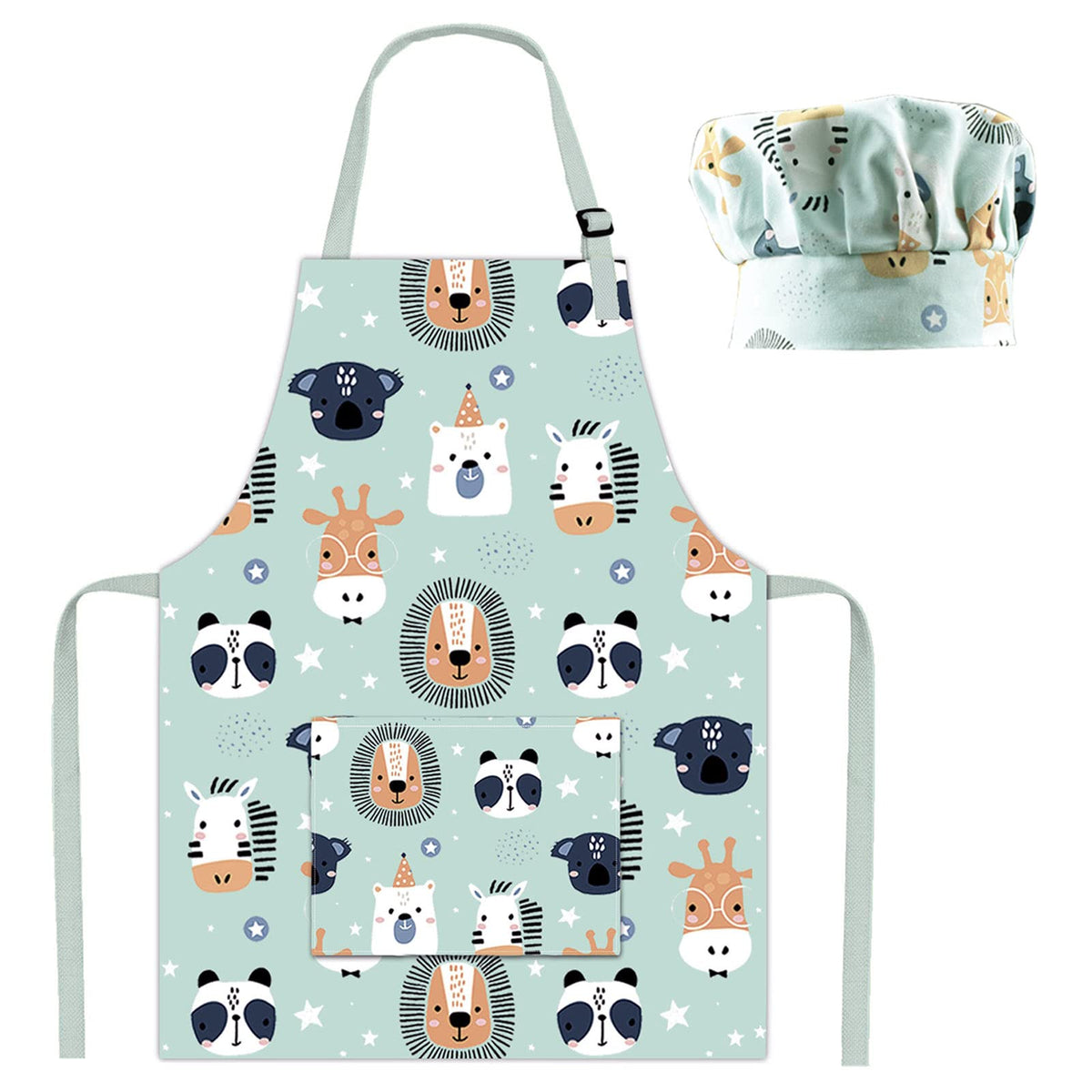 Pipoobear Kids Apron with Chef Hat (Ages 3-6) – Cooking, Baking, Art Set