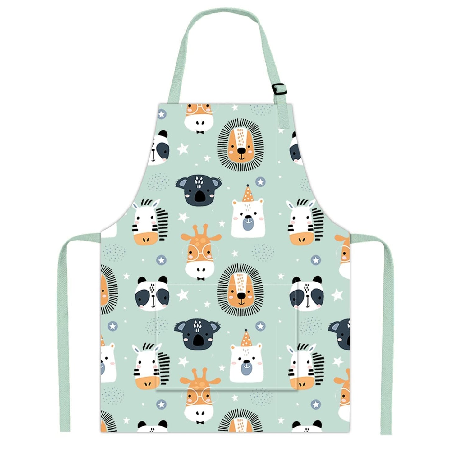 Pipoobear Kids Apron 3-6 | Adjustable 100% Cotton Blue with Pocket