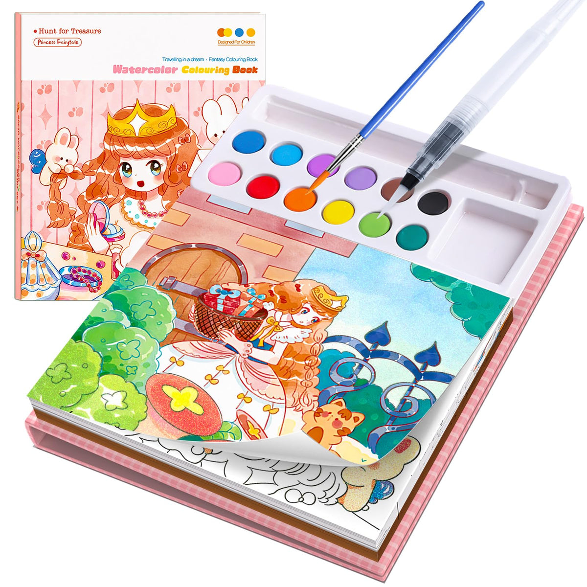 PIRIE Princess Paint with Water Coloring Book – All-in-One Kids Art Kit