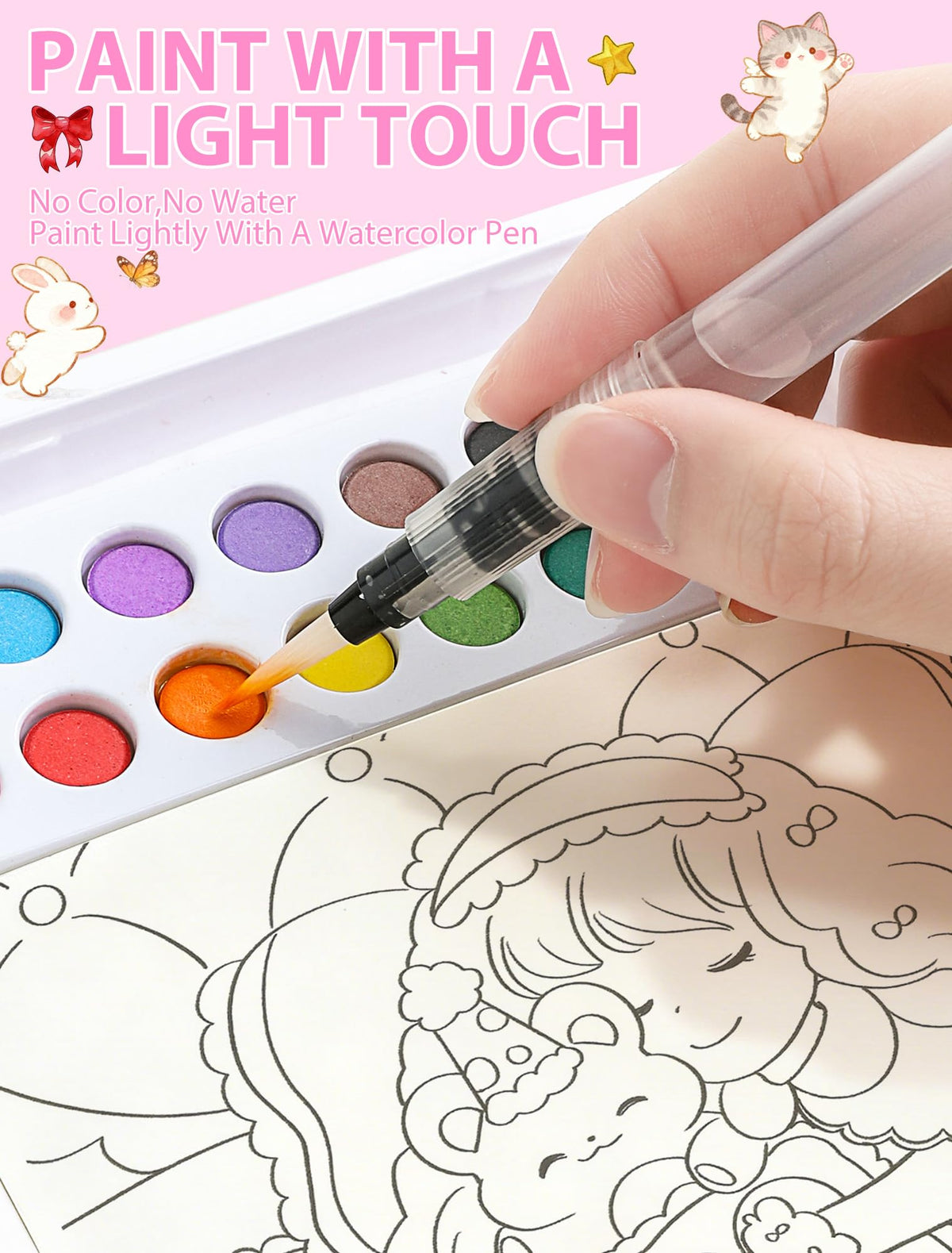 PIRIE Princess Paint with Water Coloring Book – All-in-One Kids Art Kit