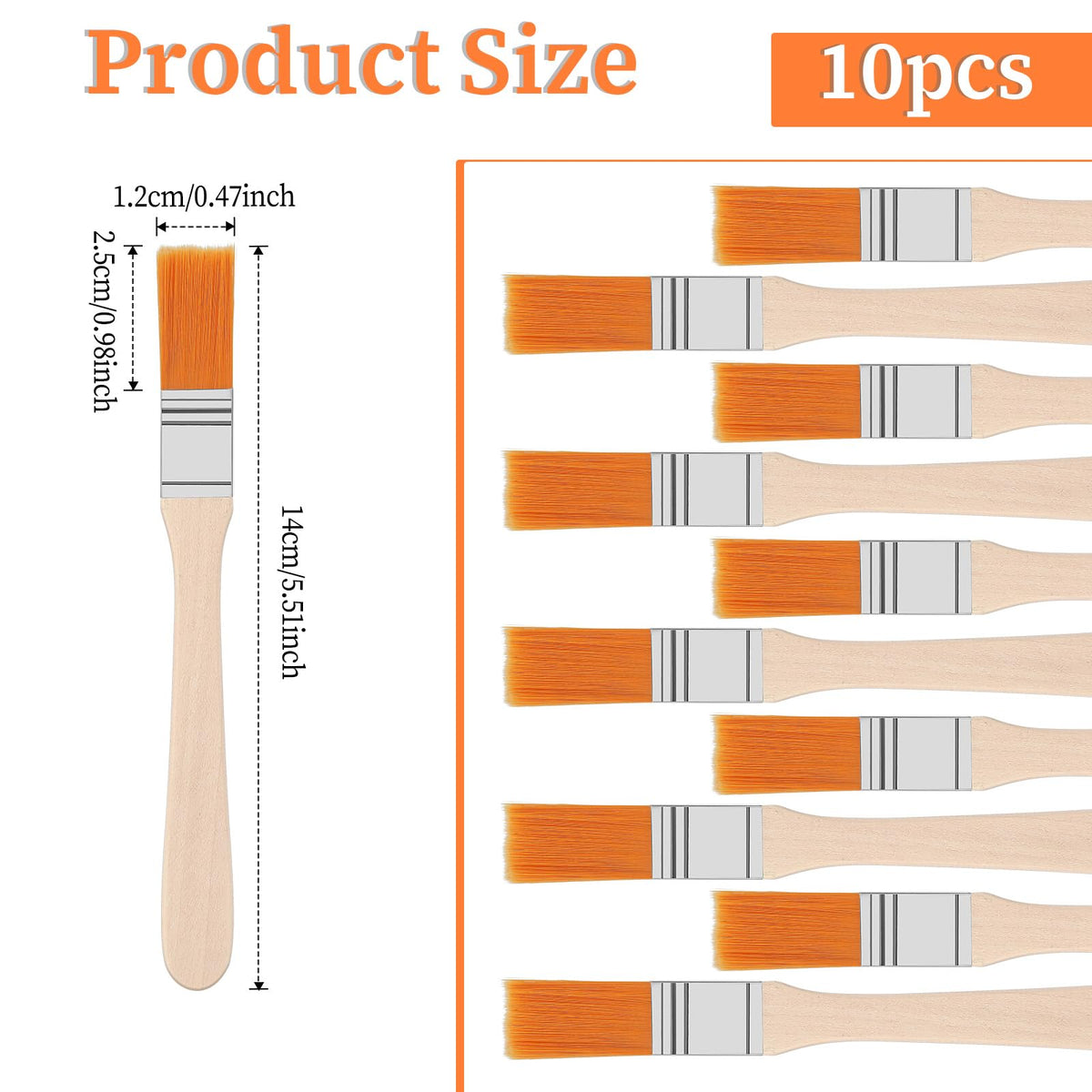 Piriuuo 10-Piece 1-Inch Angled Paint Brush Set for Walls and Finishes