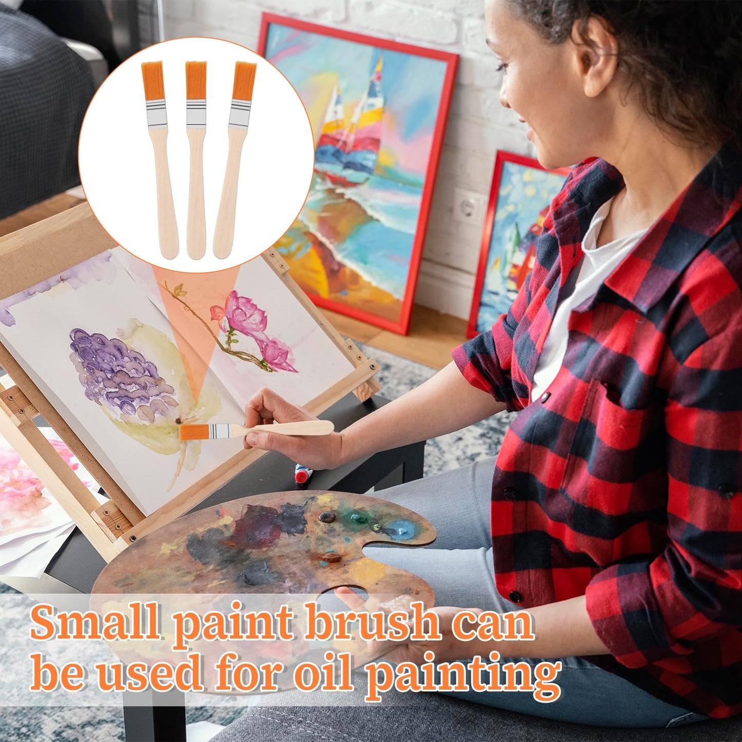 Piriuuo 10-Piece 1-Inch Angled Paint Brush Set for Walls and Finishes