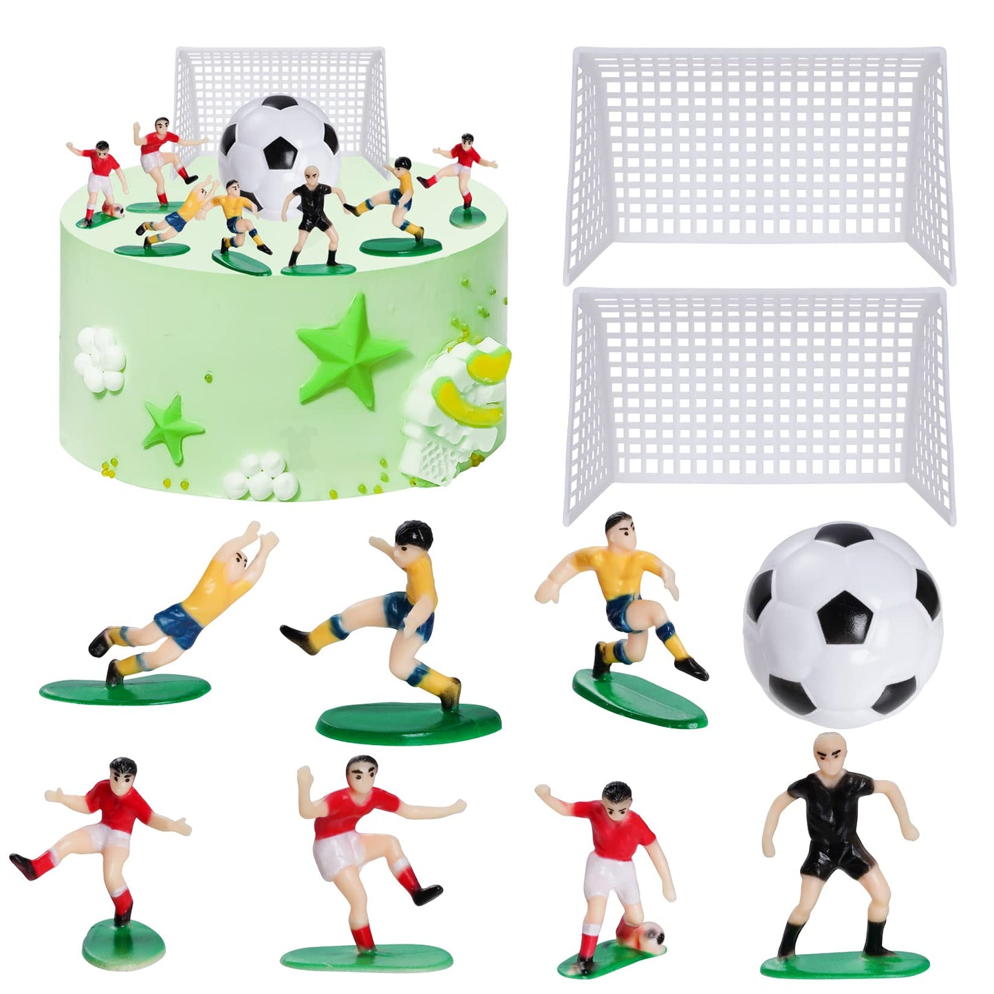 Pistha Soccer Cake Topper Decoration – Soccer Ball, Player & Coach Cupcake Toppers for Sports Parties
