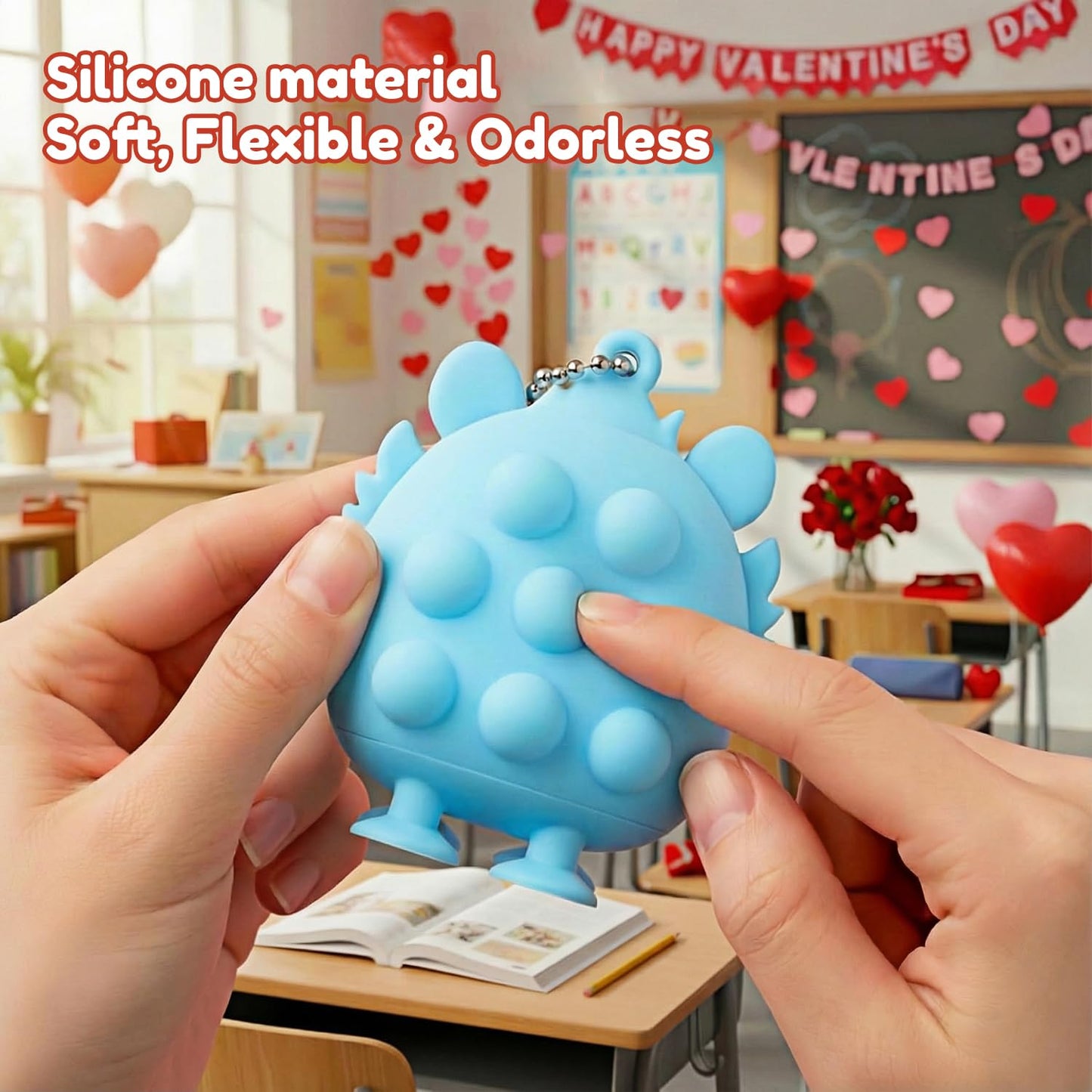 Pistroy Valentine's Day Gifts for Kids: 24-Piece Classroom Box Set with 3D Animal Pop Toys